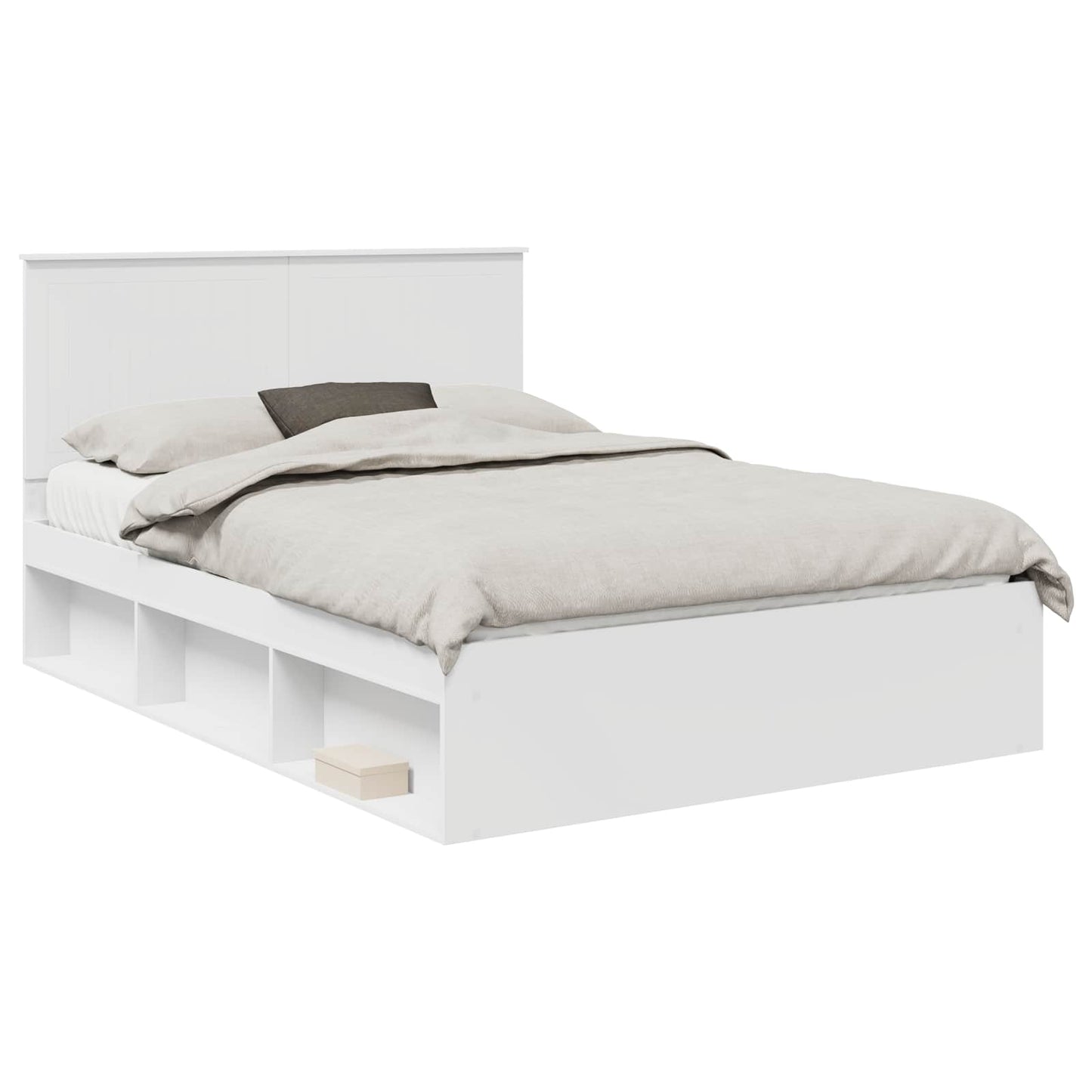 Bedframe met hoofdeinde Wit 140 x 200 cm Massief grenenhout is nu te koop bij PeponiXL, paradijselijk wonen!