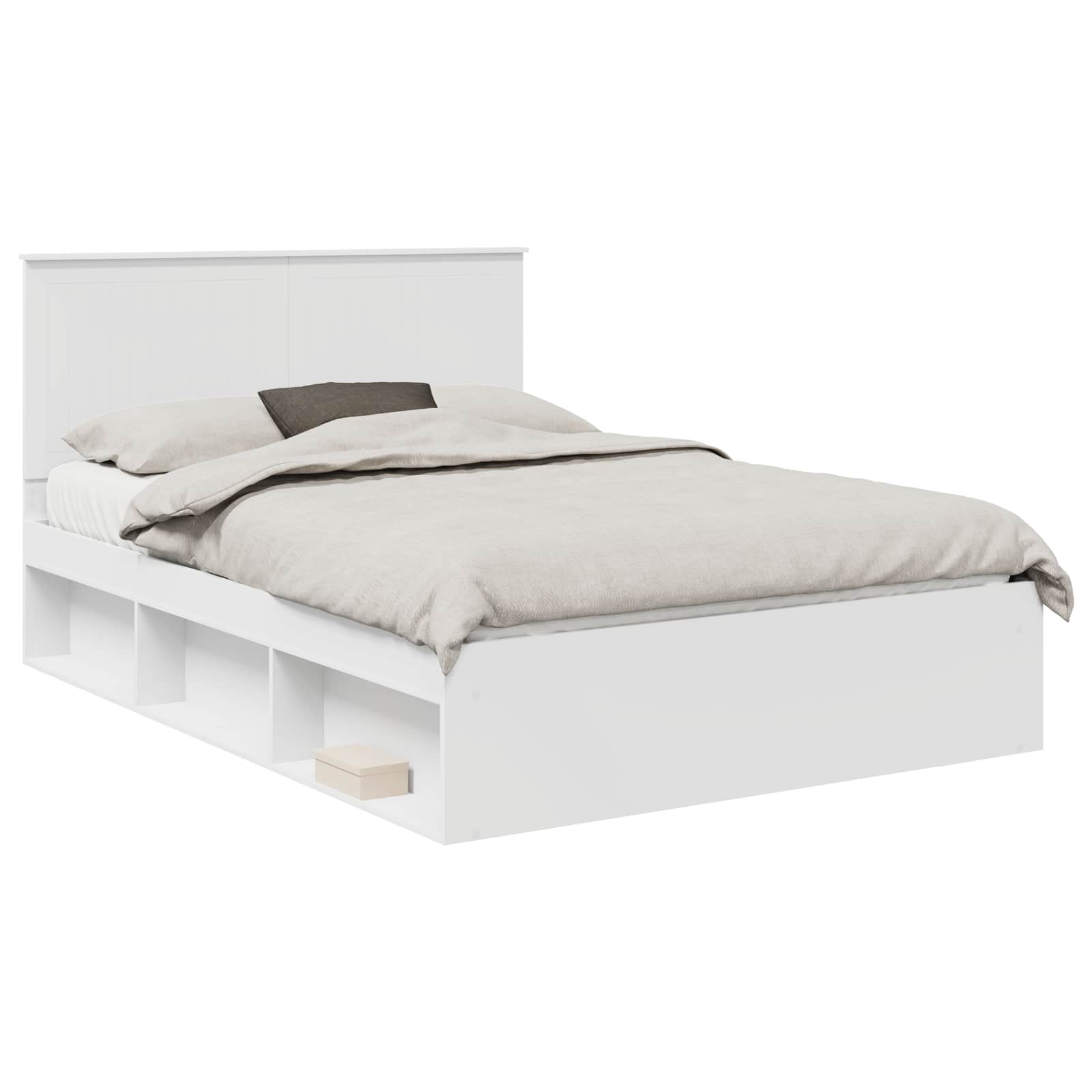 Bedframe met hoofdeinde Wit 140 x 200 cm Massief grenenhout is nu te koop bij PeponiXL, paradijselijk wonen!