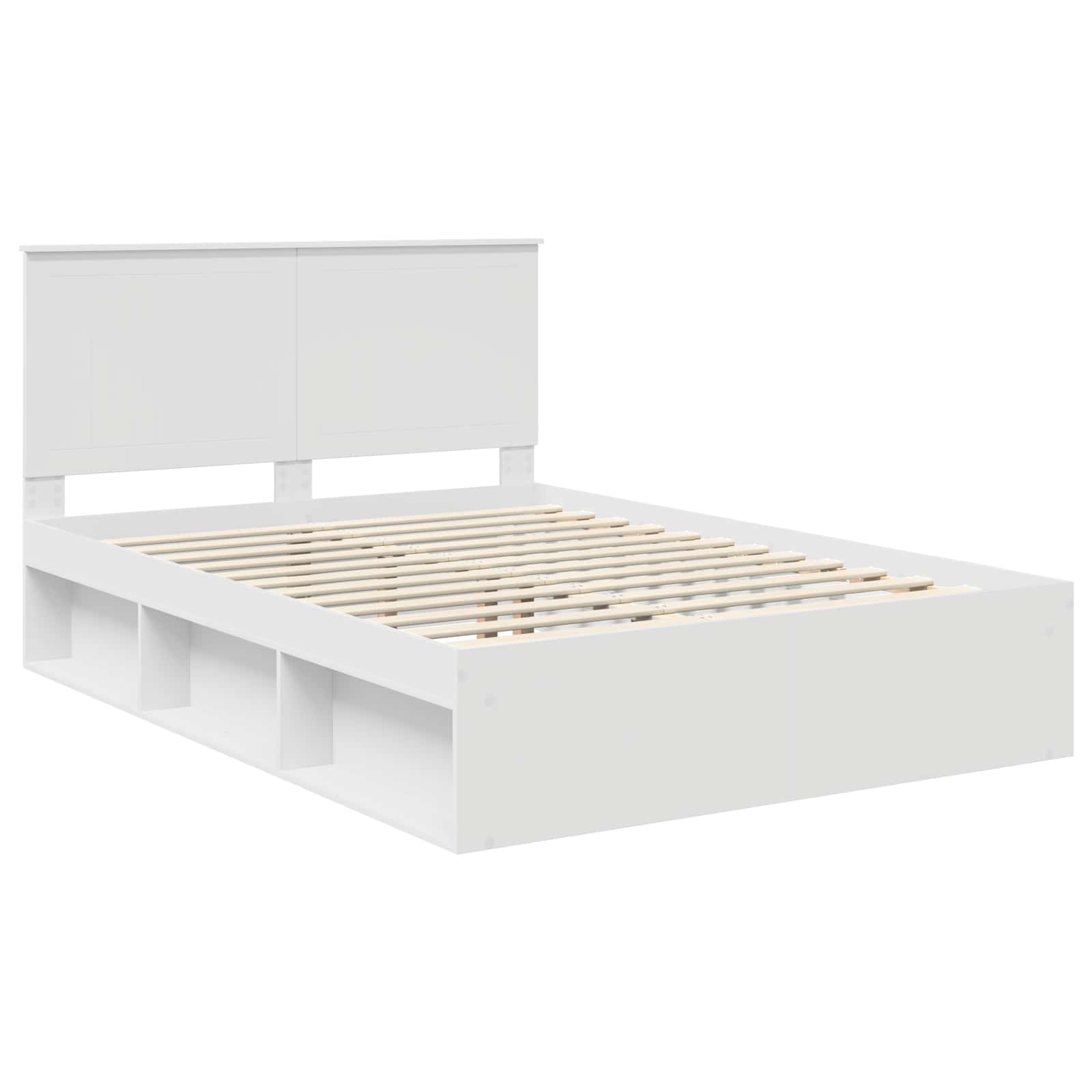 Bedframe met hoofdeinde Wit 140 x 200 cm Massief grenenhout is nu te koop bij PeponiXL, paradijselijk wonen!