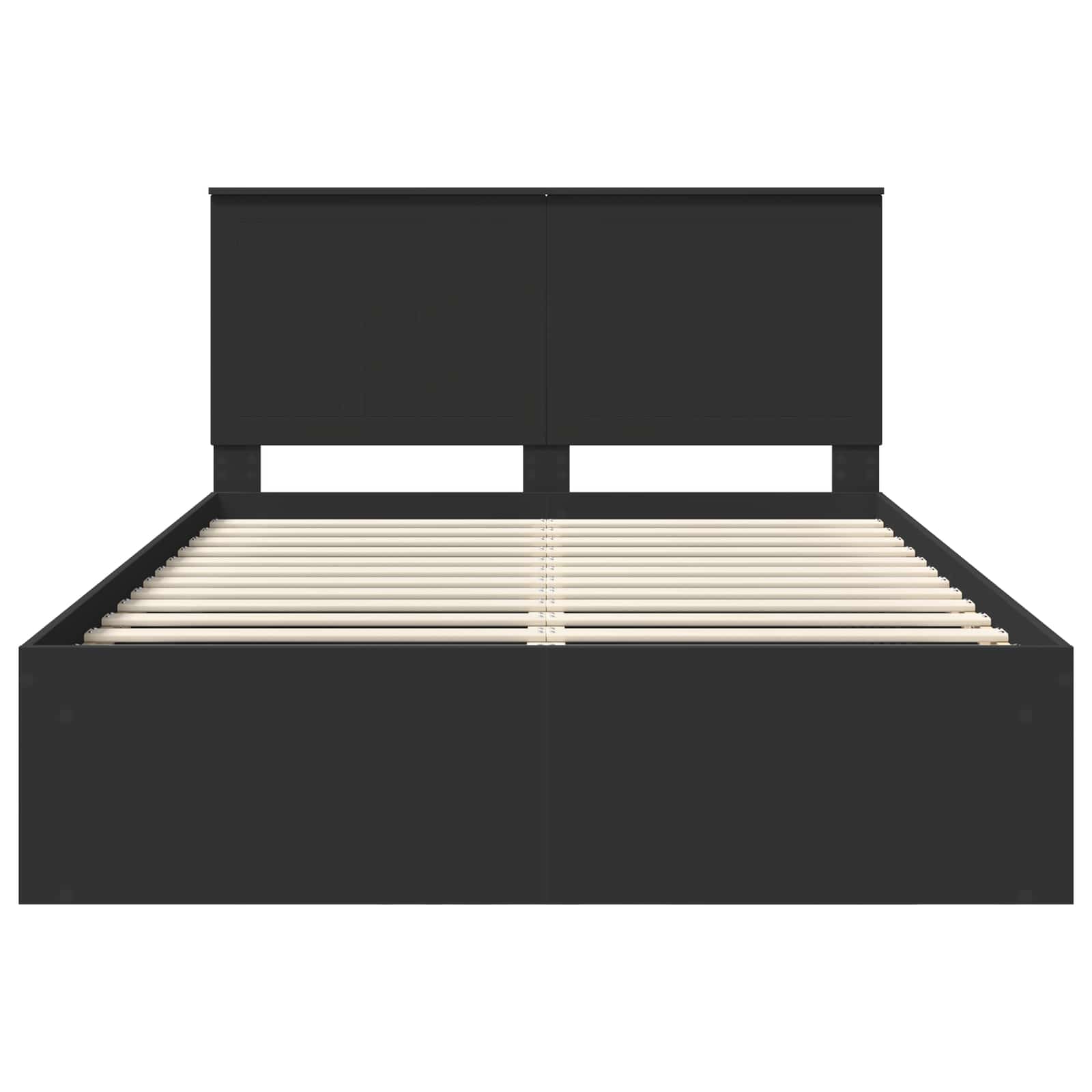 Bedframe met hoofdeinde Zwart 140 x 200 cm Massief grenenhout is nu te koop bij PeponiXL, paradijselijk wonen!
