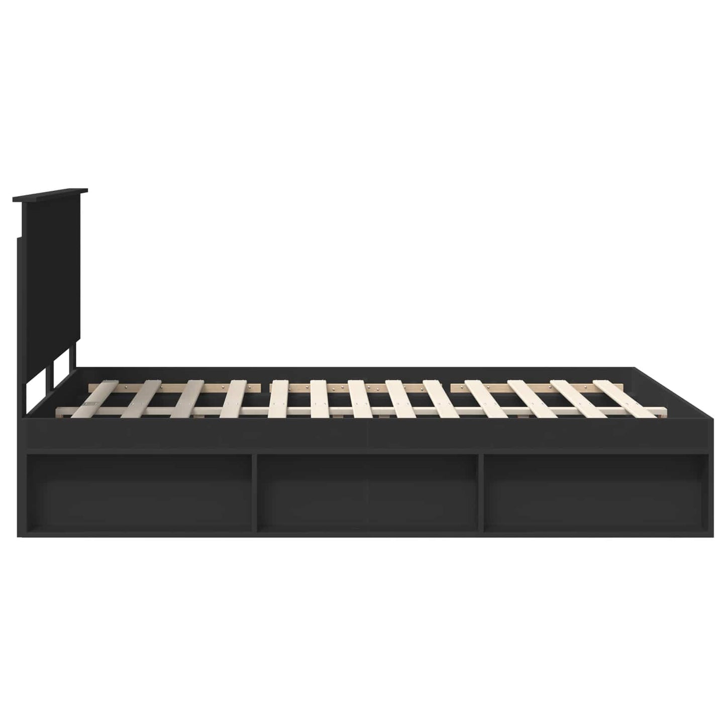 Bedframe met hoofdeinde Zwart 140 x 200 cm Massief grenenhout is nu te koop bij PeponiXL, paradijselijk wonen!
