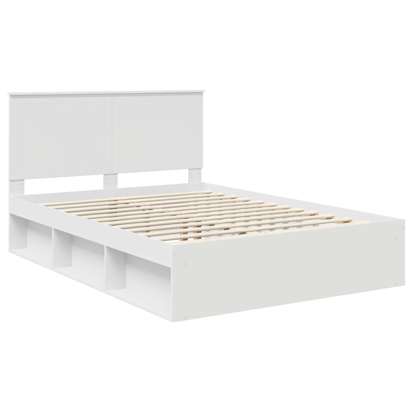 Bedframe met hoofdeinde Wit 140 x 190 cm Massief grenenhout is nu te koop bij PeponiXL, paradijselijk wonen!