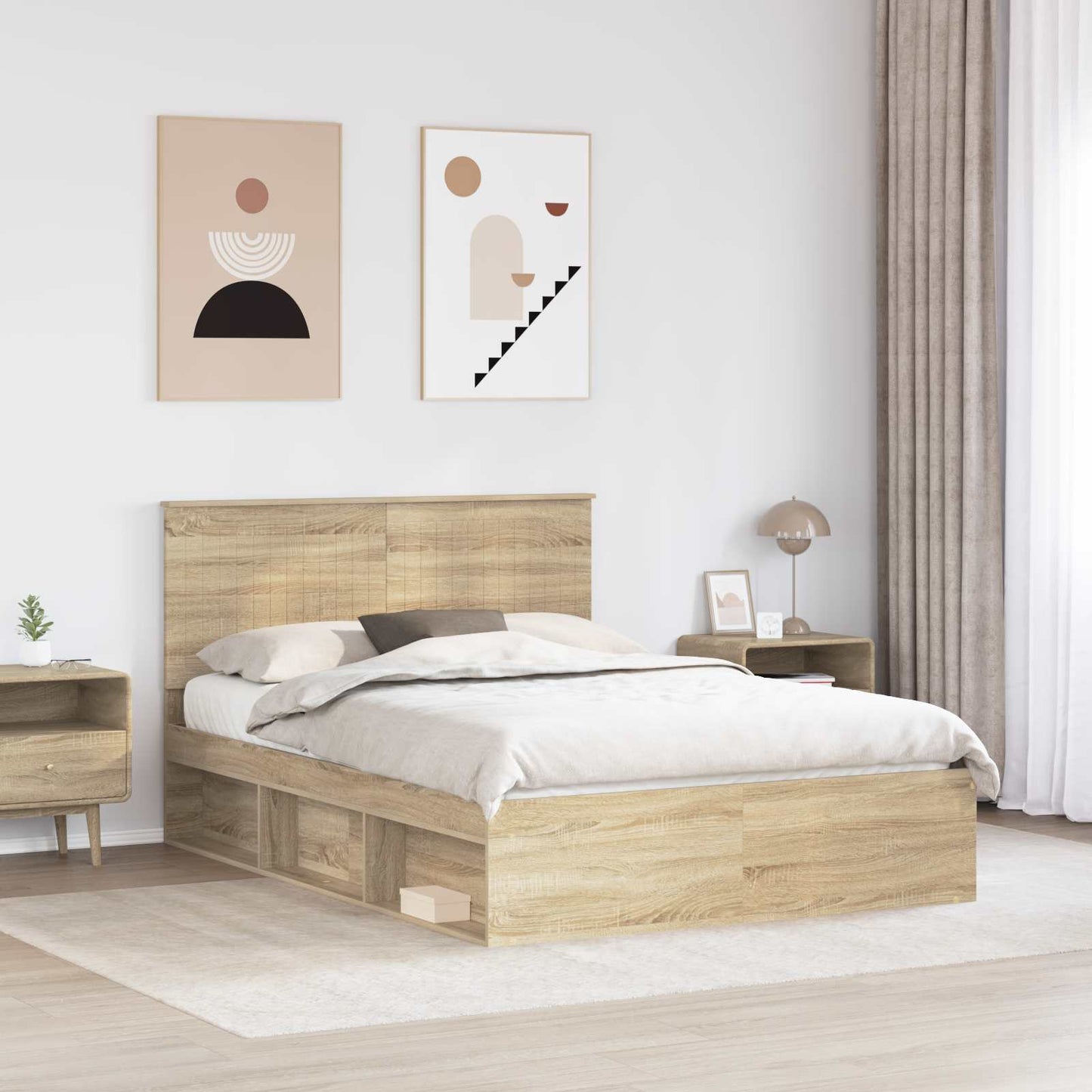 Bedframe met hoofdeinde Sonoma 140 x 190 cm Massief grenenhout is nu te koop bij PeponiXL, paradijselijk wonen!