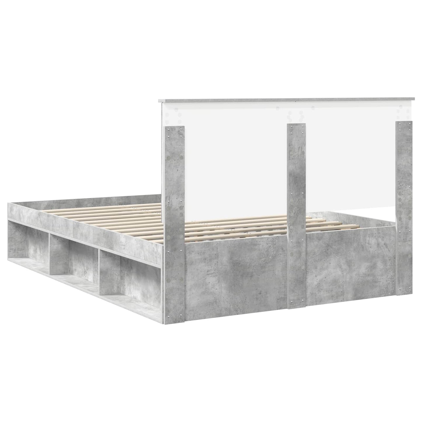 Bedframe met hoofdeinde Beton 140 x 190 cm Massief grenenhout is nu te koop bij PeponiXL, paradijselijk wonen!