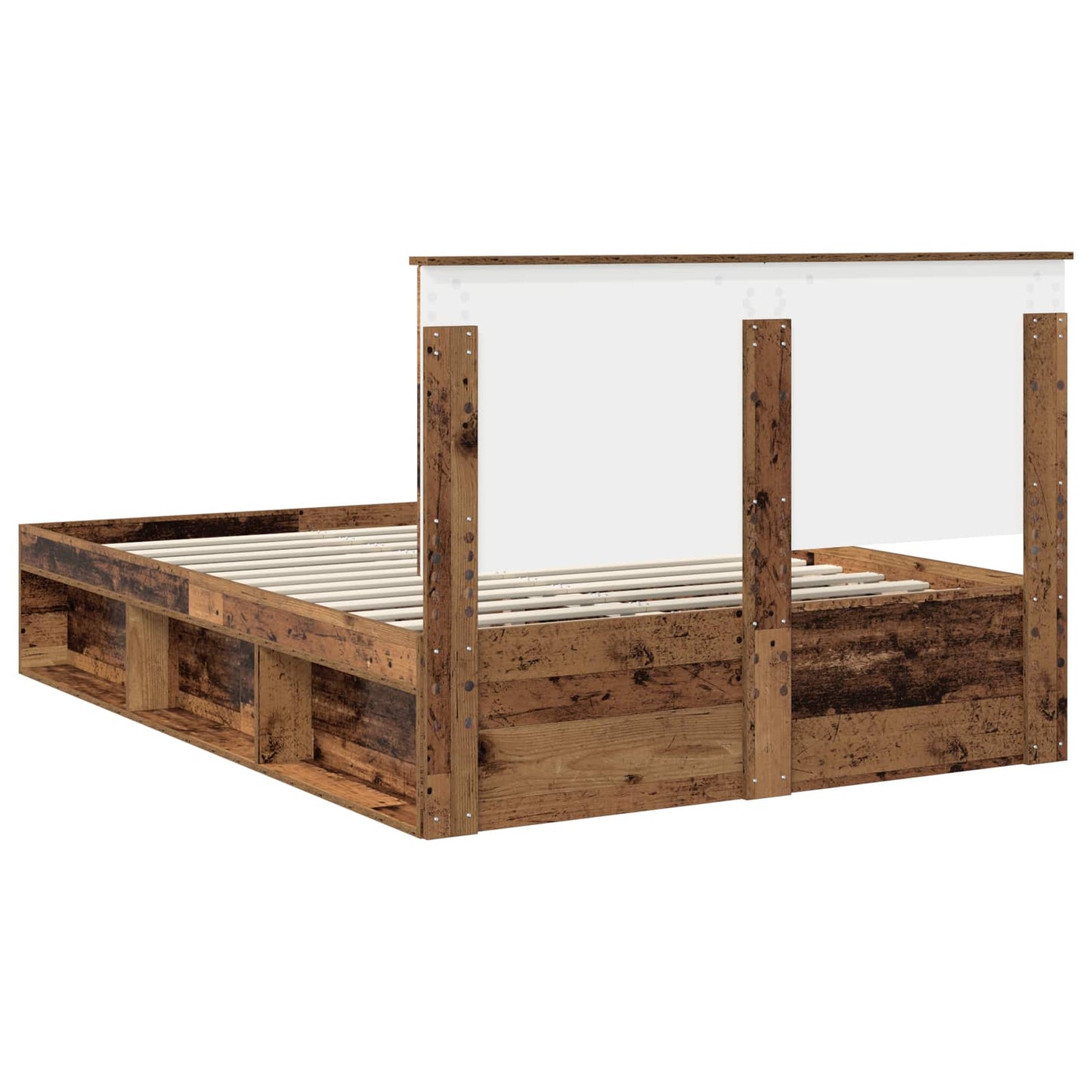 Bedframe met hoofdeinde Oudhout 140 x 190 cm Massief grenenhout is nu te koop bij PeponiXL, paradijselijk wonen!