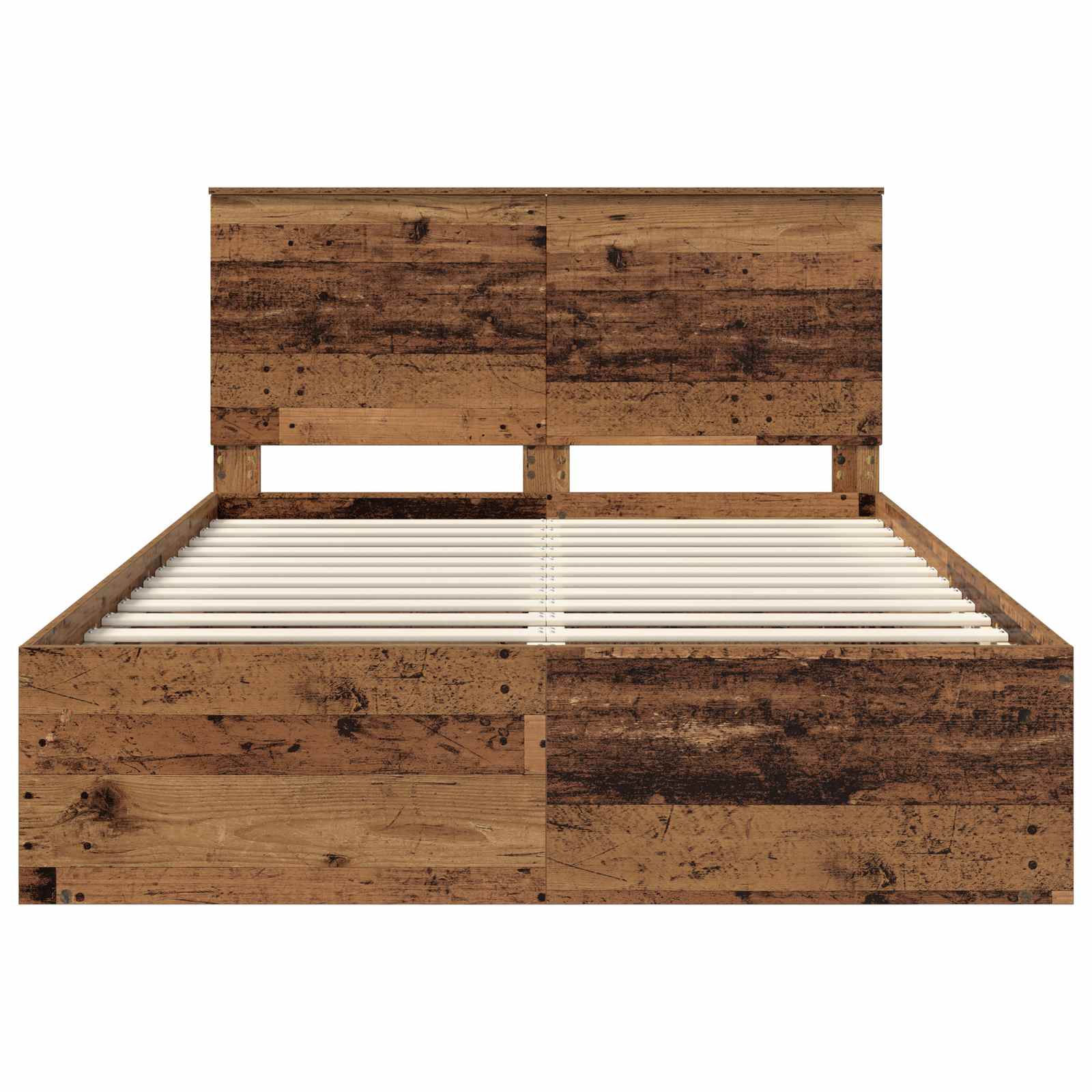 Bedframe met hoofdeinde Oudhout 140 x 190 cm Massief grenenhout is nu te koop bij PeponiXL, paradijselijk wonen!