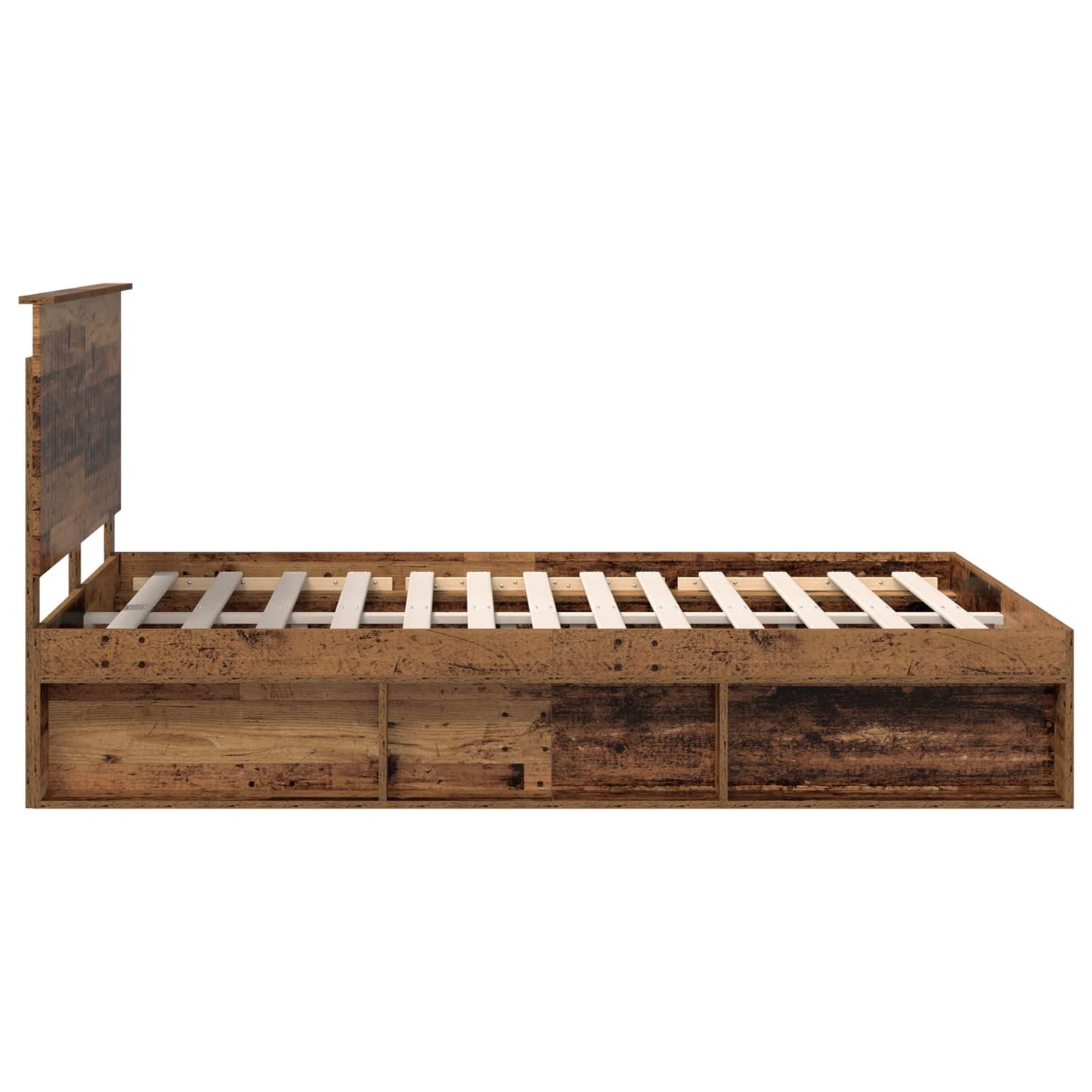Bedframe met hoofdeinde Oudhout 140 x 190 cm Massief grenenhout is nu te koop bij PeponiXL, paradijselijk wonen!