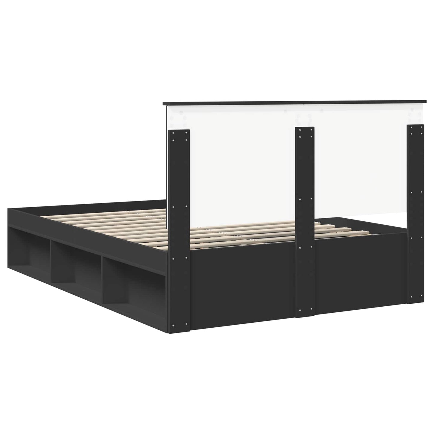 Bedframe met hoofdeinde Zwart 135 x 190 cm Massief grenenhout is nu te koop bij PeponiXL, paradijselijk wonen!