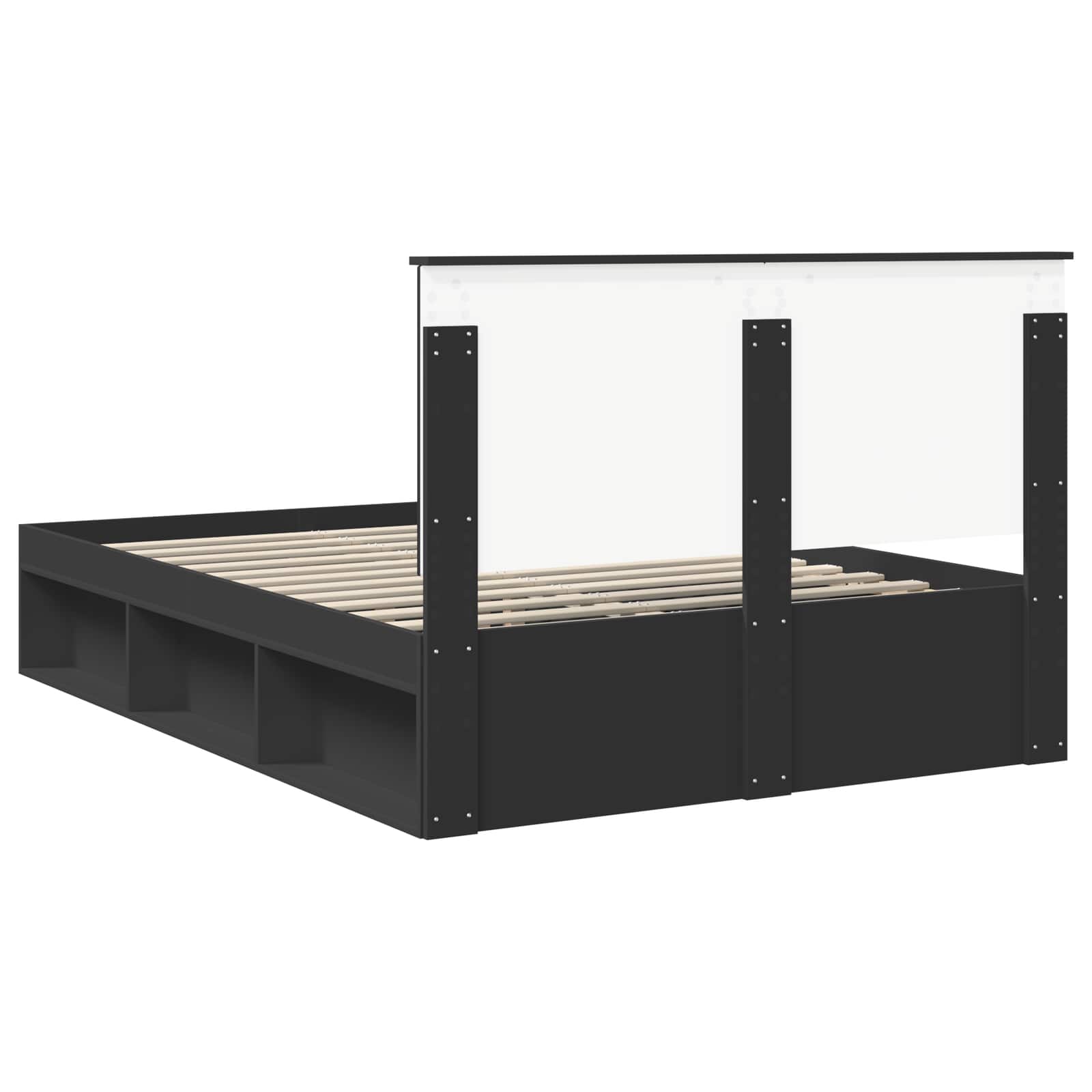 Bedframe met hoofdeinde Zwart 135 x 190 cm Massief grenenhout is nu te koop bij PeponiXL, paradijselijk wonen!