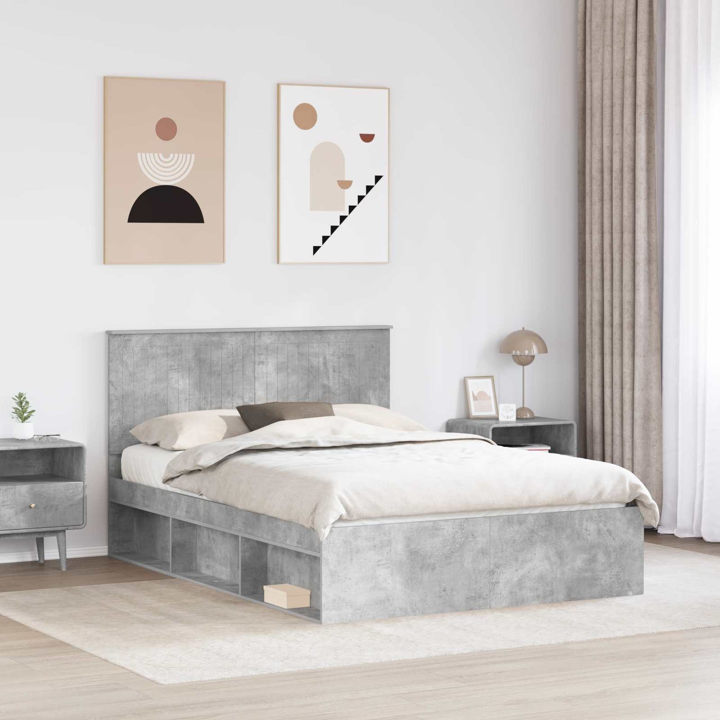Bedframe Concerte Grijs 135 x 190 cm Massief grenenhout is nu te koop bij PeponiXL, paradijselijk wonen!