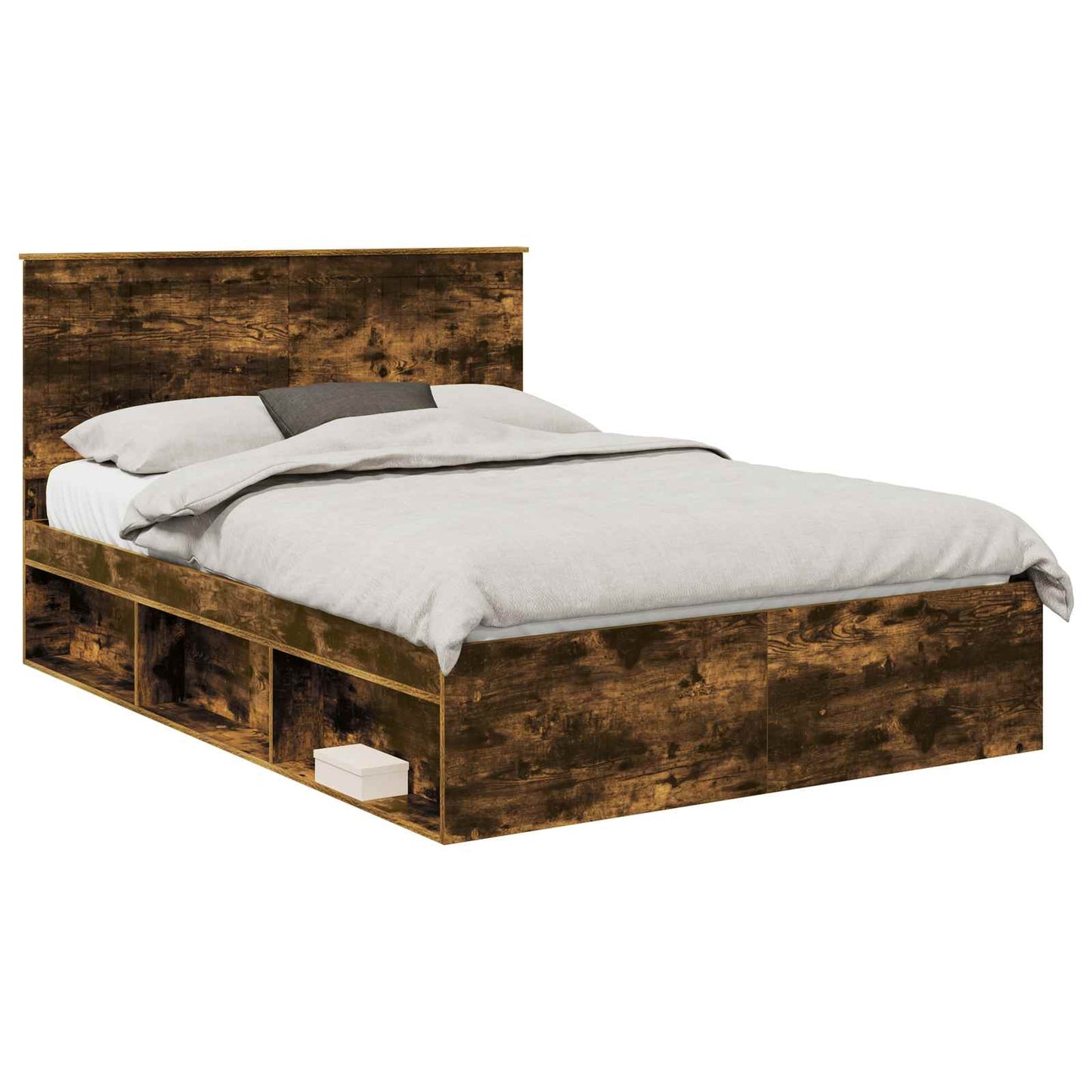 Bedframe Gerookt eiken 135 x 190 cm Massief grenenhout is nu te koop bij PeponiXL, paradijselijk wonen!