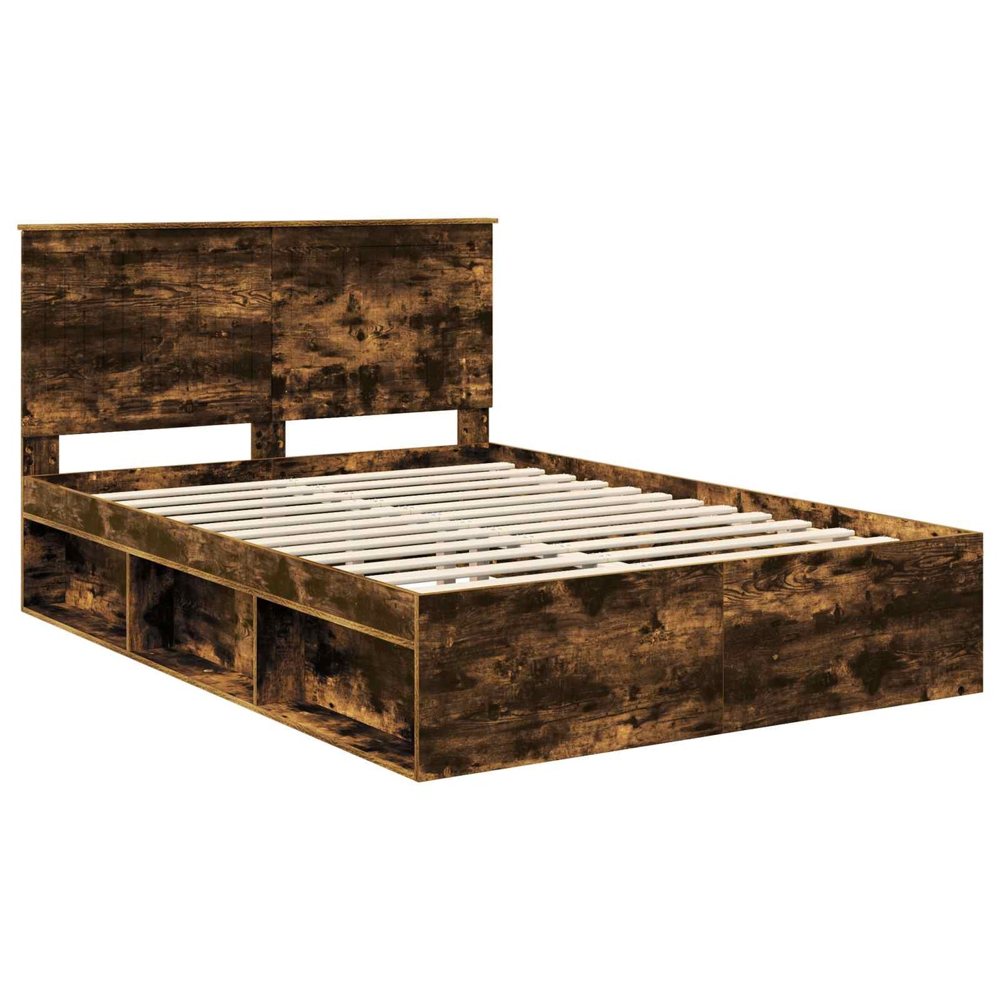Bedframe Gerookt eiken 135 x 190 cm Massief grenenhout is nu te koop bij PeponiXL, paradijselijk wonen!