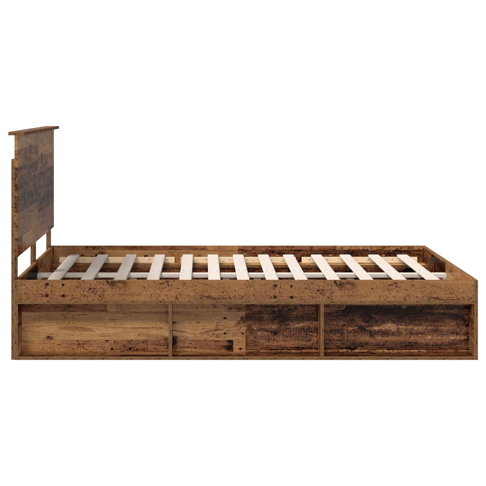 Bedframe met hoofdeinde Oudhout 135 x 190 cm Massief grenenhout is nu te koop bij PeponiXL, paradijselijk wonen!