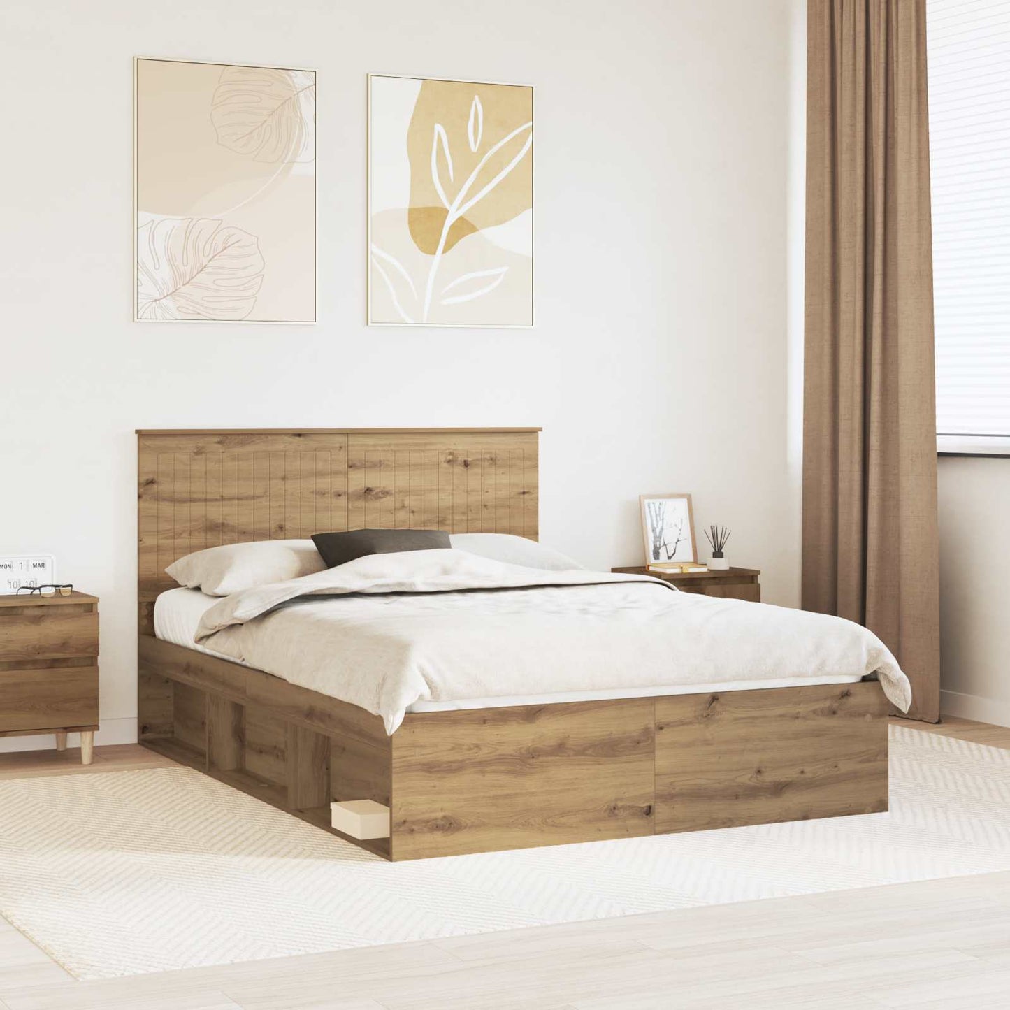 Bedframe Ambachtelijk eiken 135 x 190 cm Massief grenenhout is nu te koop bij PeponiXL, paradijselijk wonen!