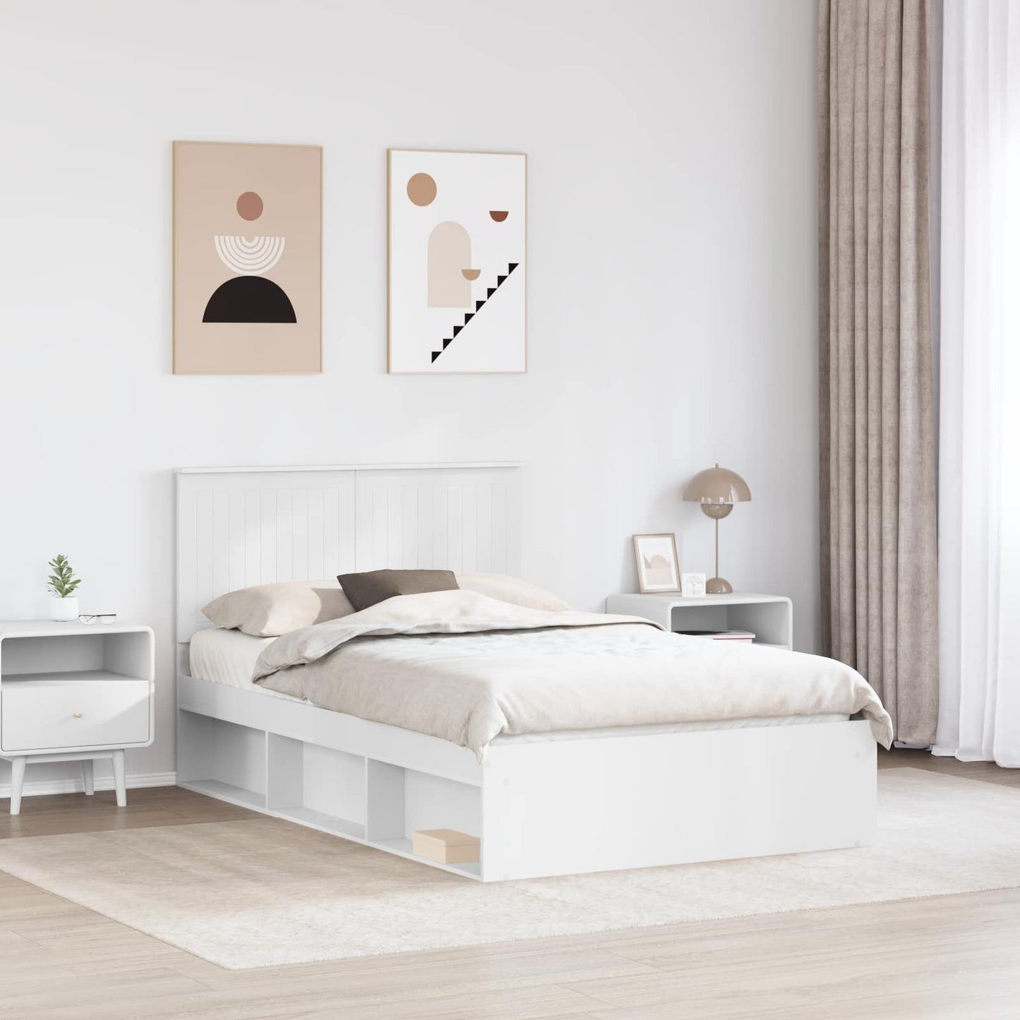 Bedframe met hoofdeinde Wit 120 x 200 cm Massief grenenhout is nu te koop bij PeponiXL, paradijselijk wonen!