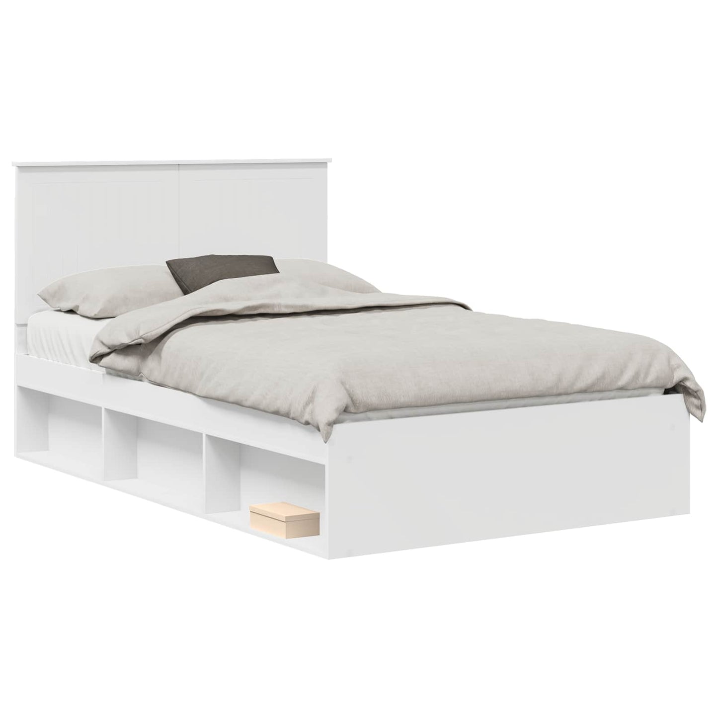 Bedframe met hoofdeinde Wit 120 x 200 cm Massief grenenhout is nu te koop bij PeponiXL, paradijselijk wonen!