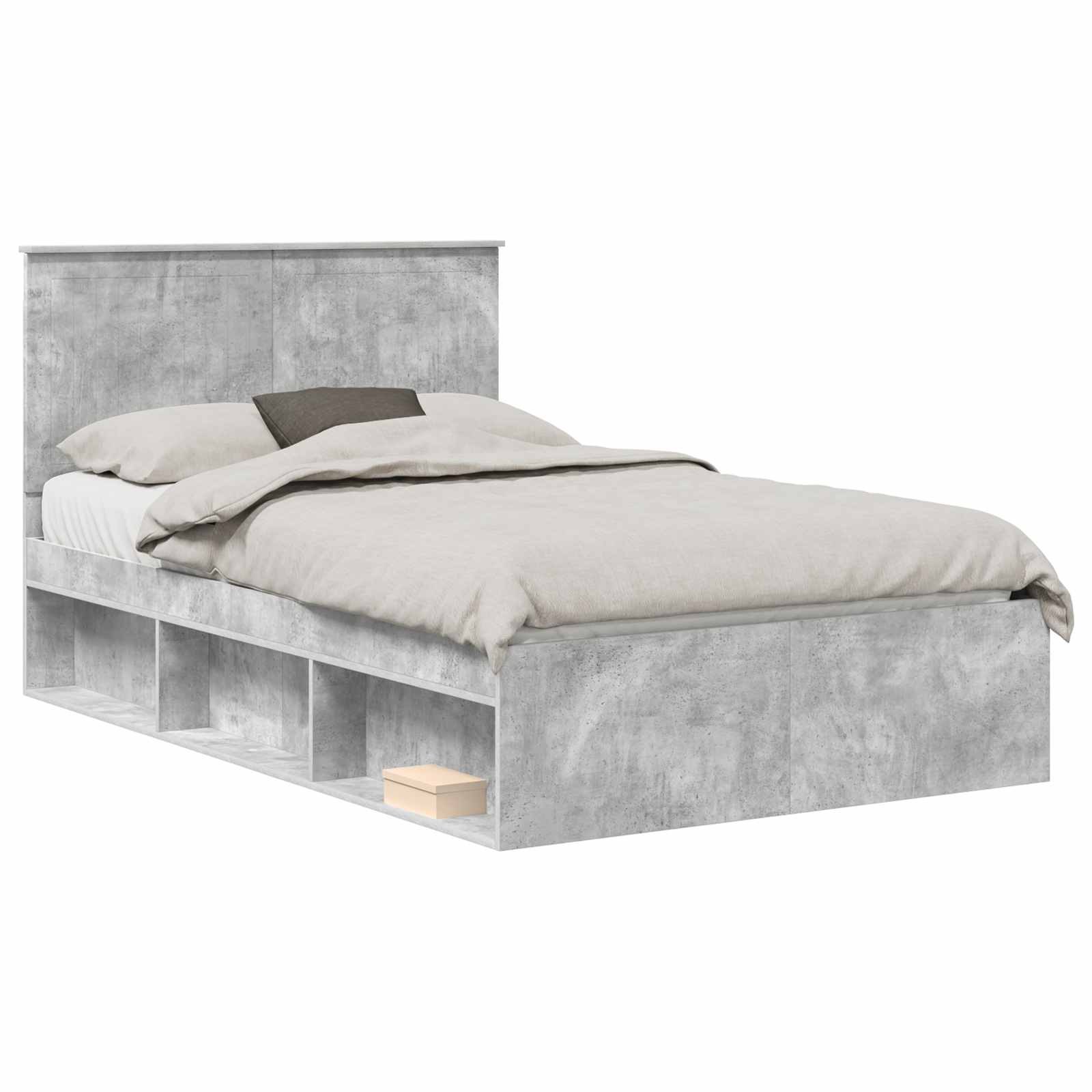 Bedframe met hoofdeinde Beton 120 x 200 cm Massief grenenhout is nu te koop bij PeponiXL, paradijselijk wonen!