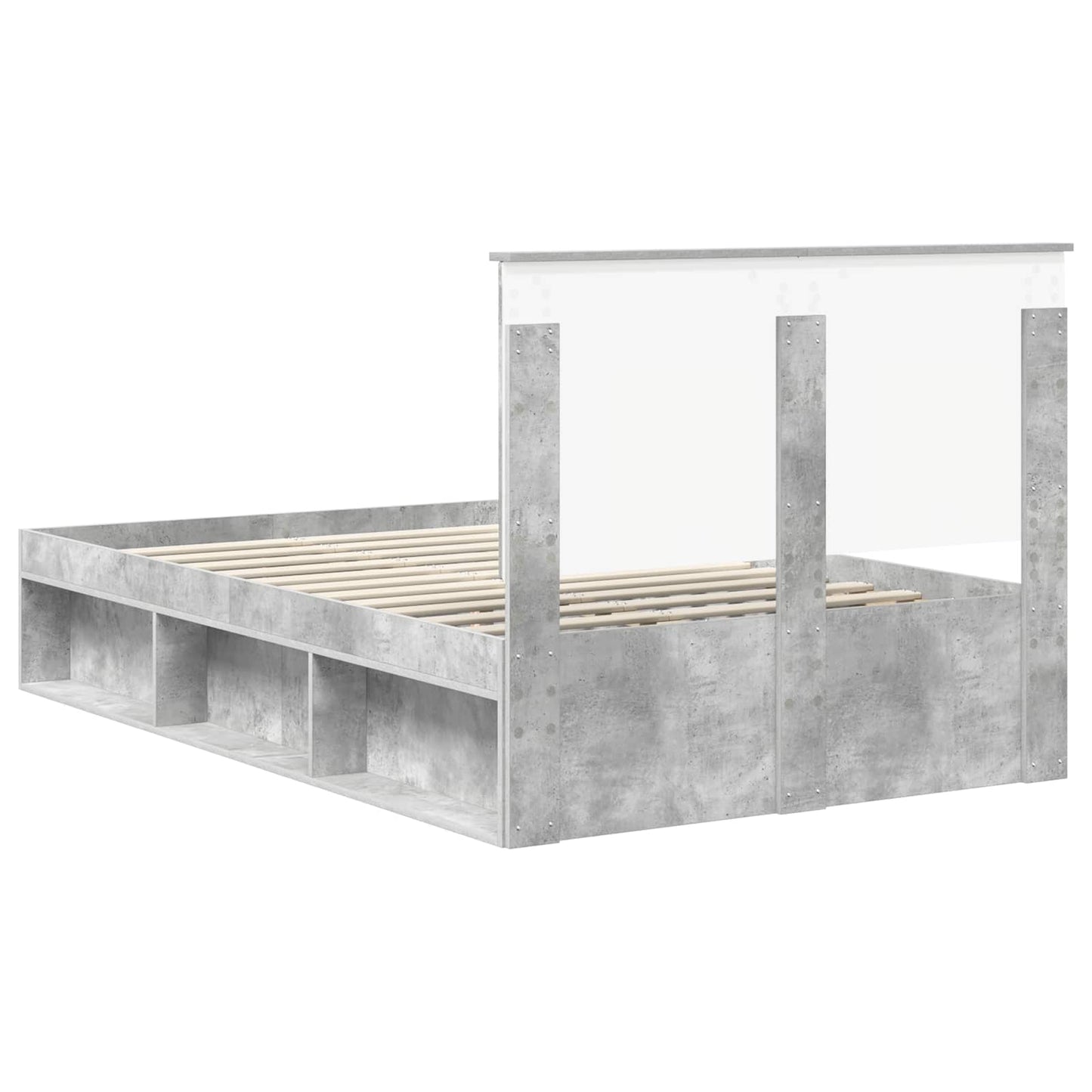 Bedframe met hoofdeinde Beton 120 x 200 cm Massief grenenhout is nu te koop bij PeponiXL, paradijselijk wonen!