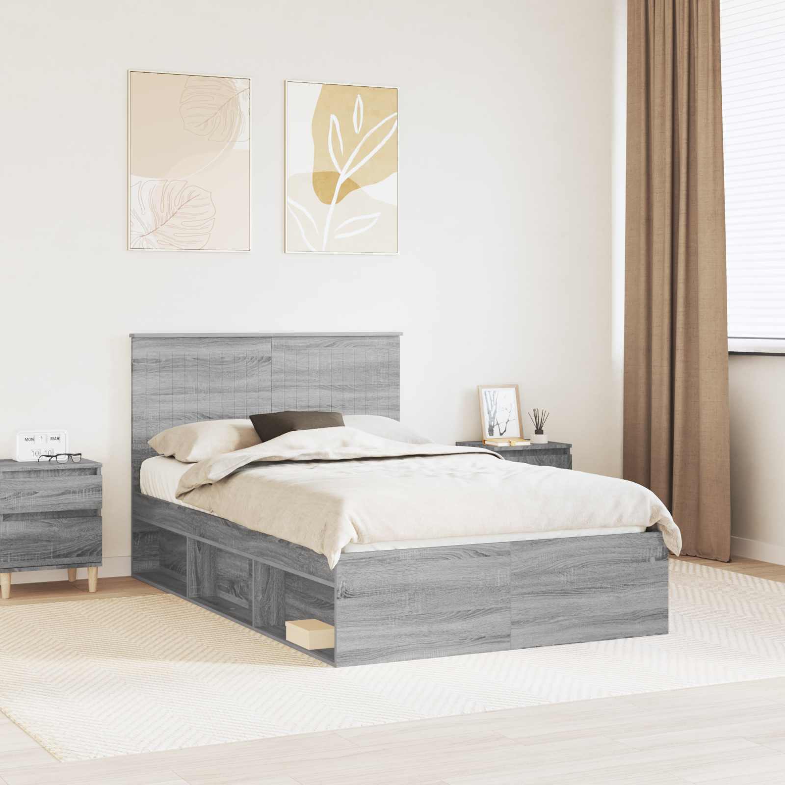 Bedframe Grijs Sonoma 120 x 200 cm Massief grenenhout is nu te koop bij PeponiXL, paradijselijk wonen!