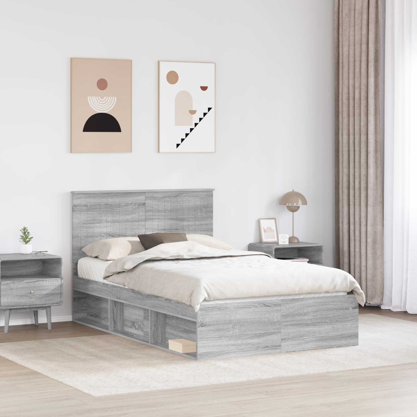 Bedframe Grijs Sonoma 120 x 200 cm Massief grenenhout is nu te koop bij PeponiXL, paradijselijk wonen!