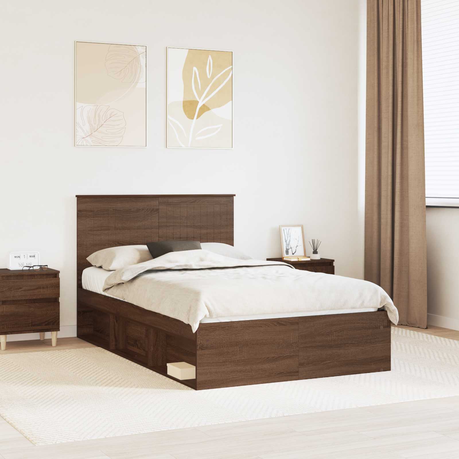 Bedframe Bruin Eiken 120 x 200 cm Massief grenenhout is nu te koop bij PeponiXL, paradijselijk wonen!