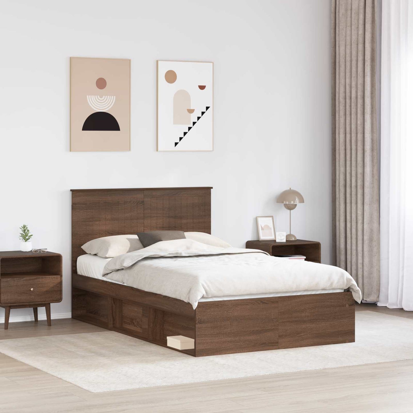Bedframe Bruin Eiken 120 x 200 cm Massief grenenhout is nu te koop bij PeponiXL, paradijselijk wonen!