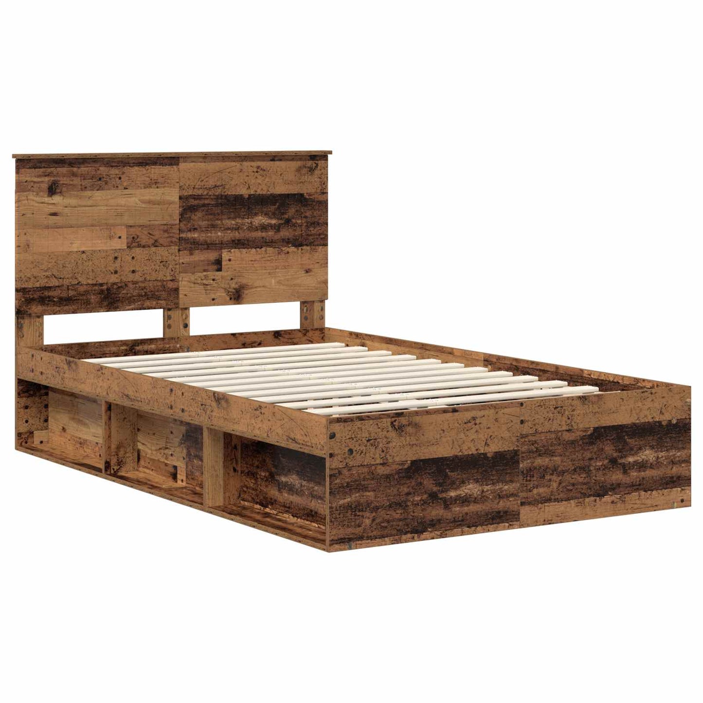 Bedframe met hoofdeinde Oudhout 120 x 200 cm Massief grenenhout is nu te koop bij PeponiXL, paradijselijk wonen!