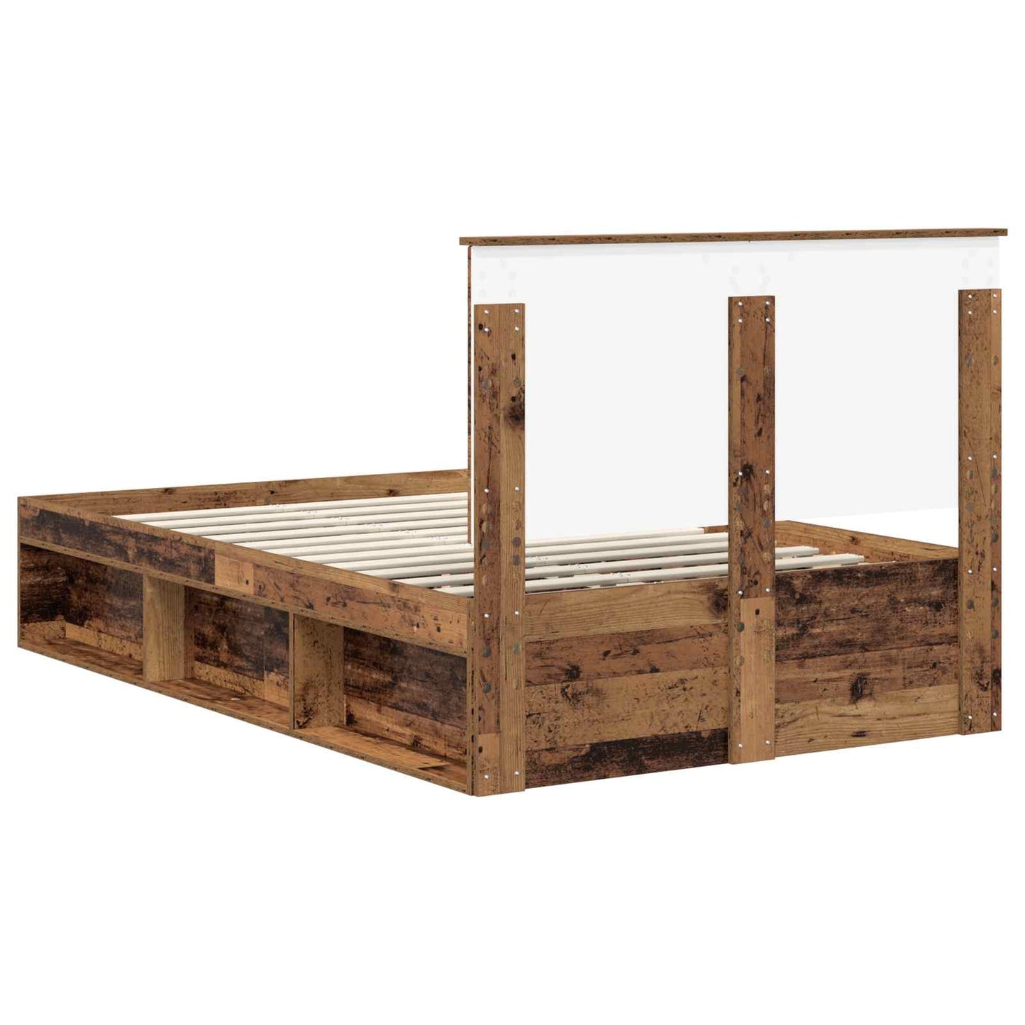 Bedframe met hoofdeinde Oudhout 120 x 200 cm Massief grenenhout is nu te koop bij PeponiXL, paradijselijk wonen!