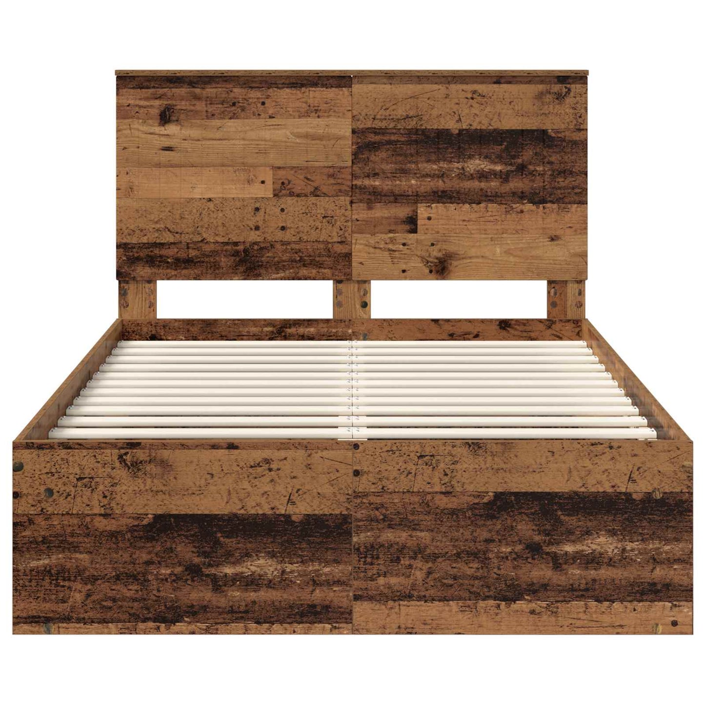 Bedframe met hoofdeinde Oudhout 120 x 200 cm Massief grenenhout is nu te koop bij PeponiXL, paradijselijk wonen!