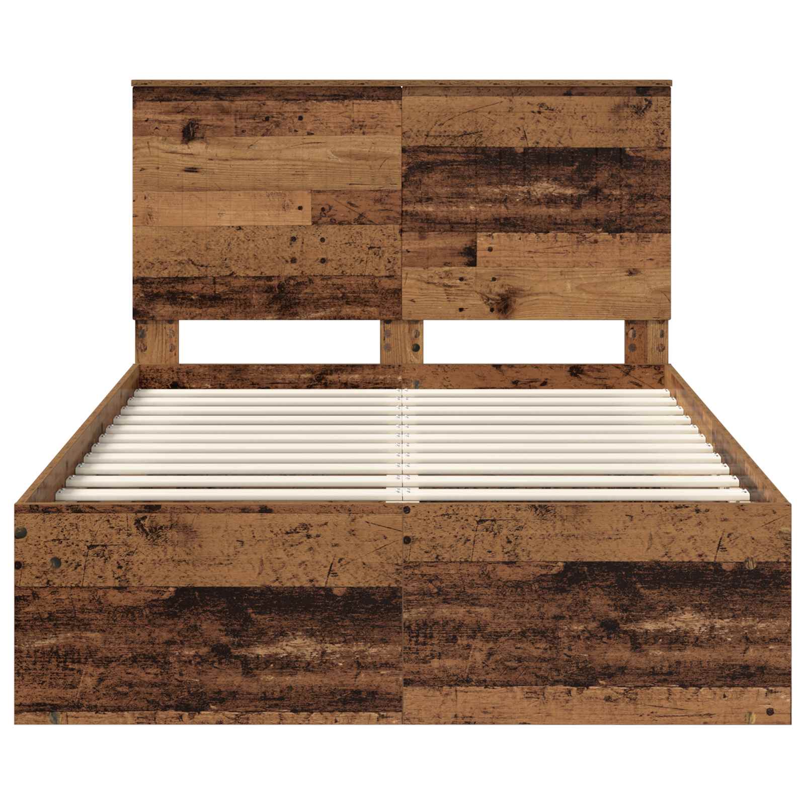 Bedframe met hoofdeinde Oudhout 120 x 200 cm Massief grenenhout is nu te koop bij PeponiXL, paradijselijk wonen!