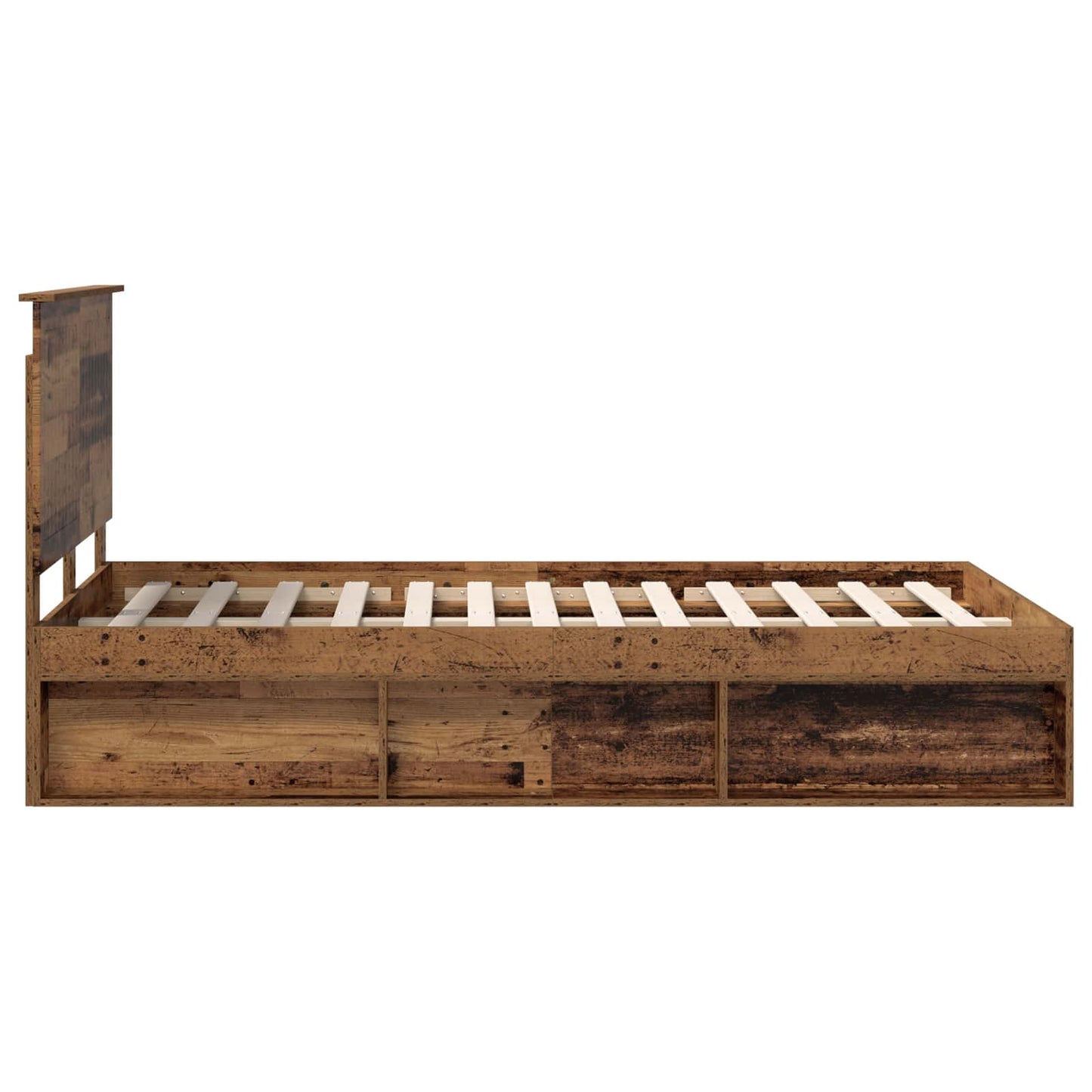 Bedframe met hoofdeinde Oudhout 120 x 200 cm Massief grenenhout is nu te koop bij PeponiXL, paradijselijk wonen!