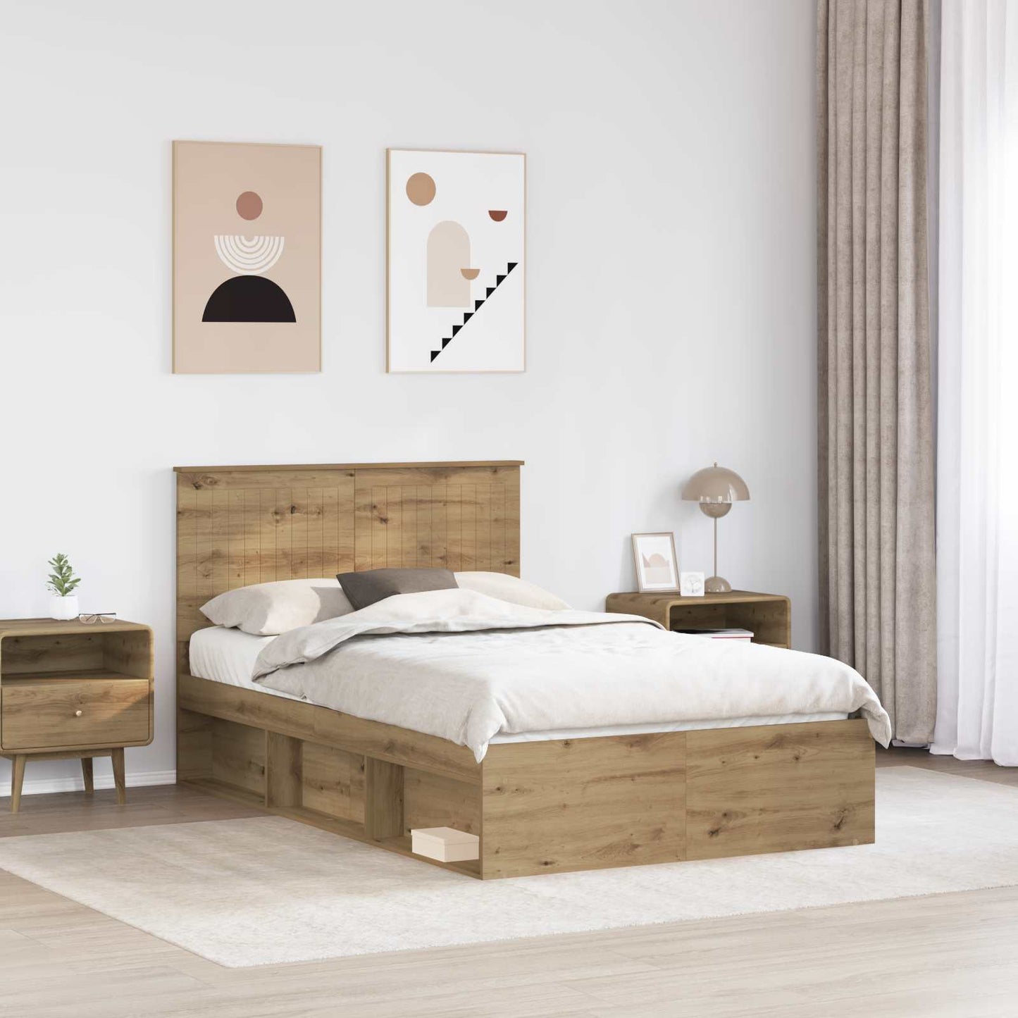 Bedframe Ambachtelijk eiken 120 x 200 cm Massief grenenhout is nu te koop bij PeponiXL, paradijselijk wonen!