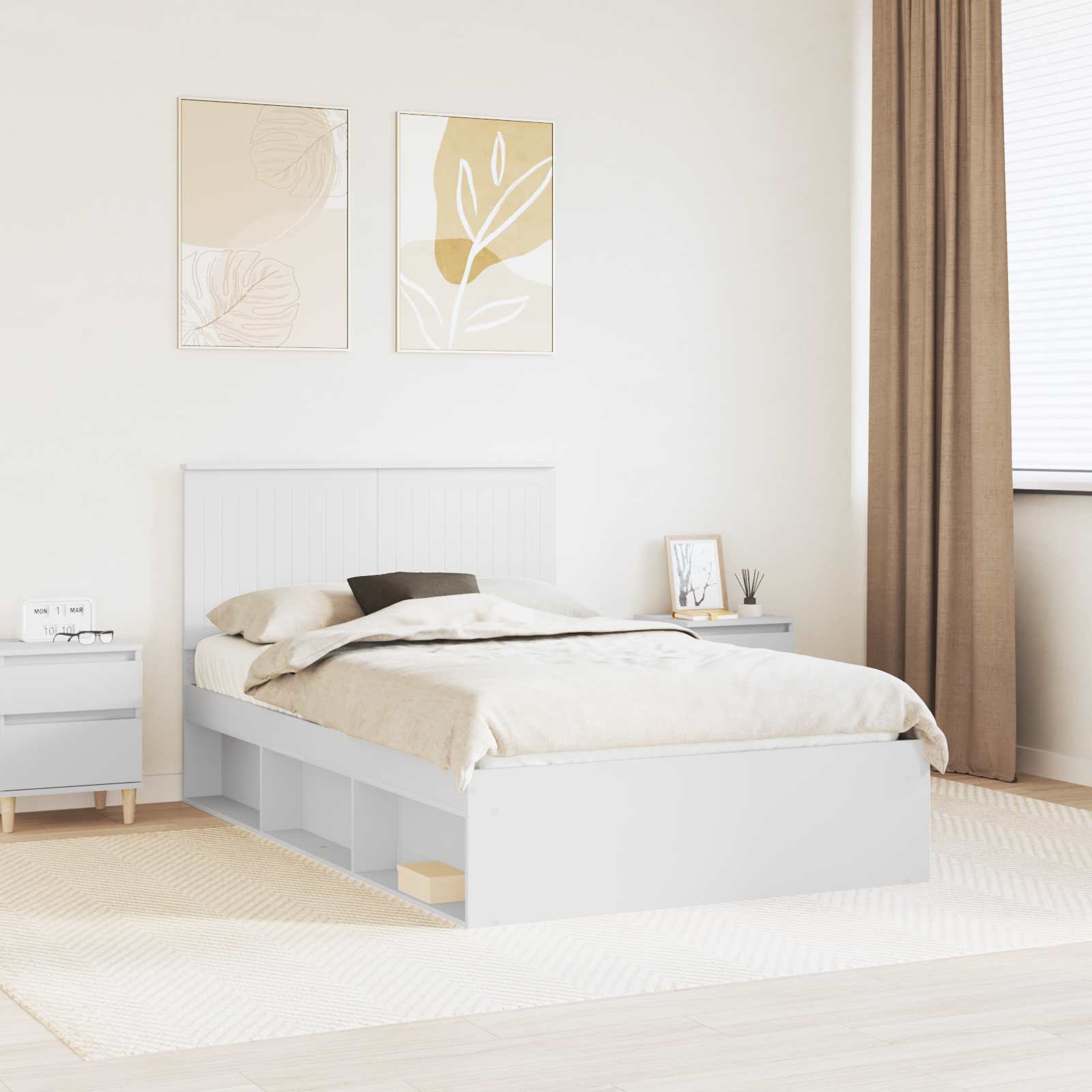 Bedframe met hoofdeinde Wit 120 x 190 cm Massief grenenhout is nu te koop bij PeponiXL, paradijselijk wonen!