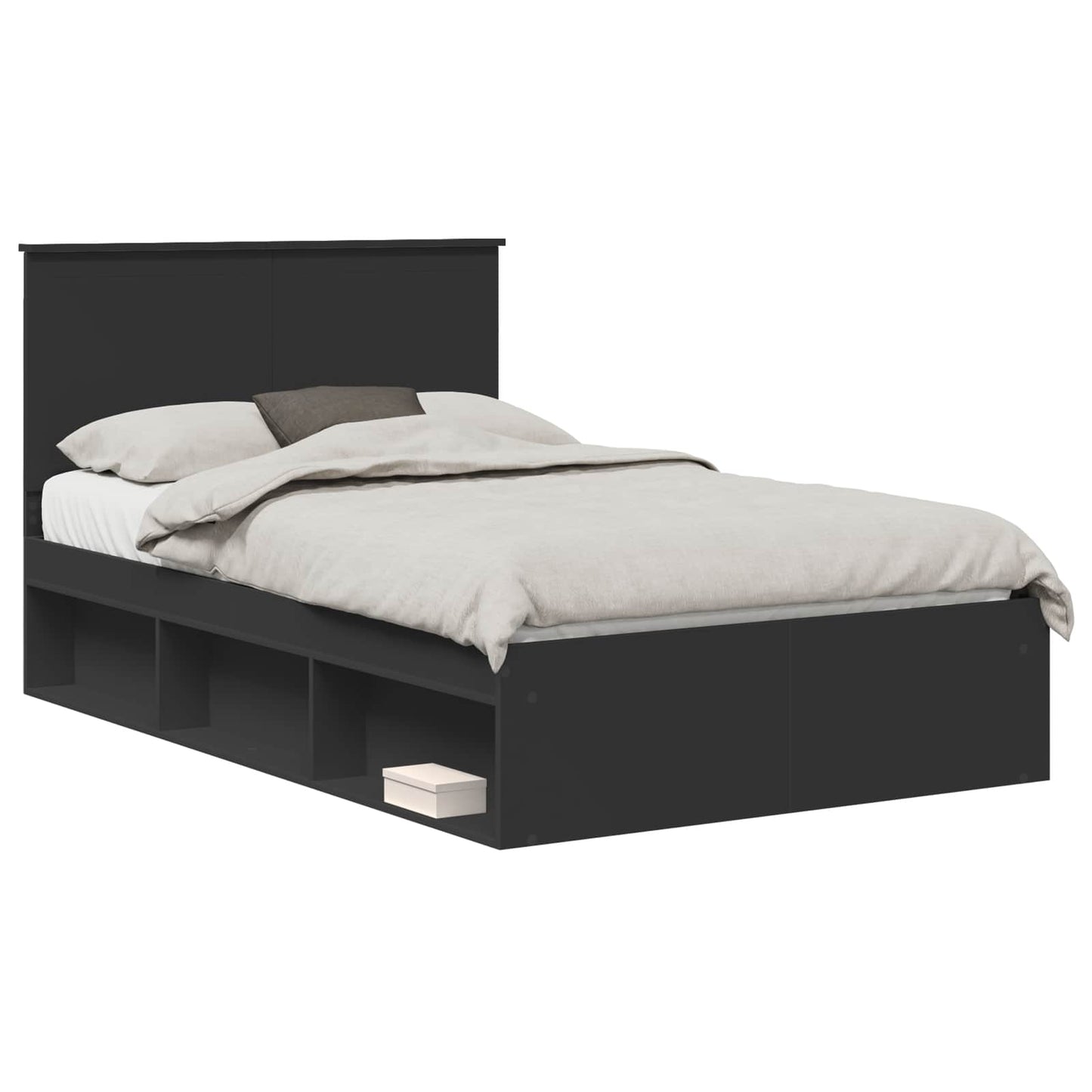 Bedframe met hoofdeinde Zwart 120 x 190 cm Massief grenenhout is nu te koop bij PeponiXL, paradijselijk wonen!