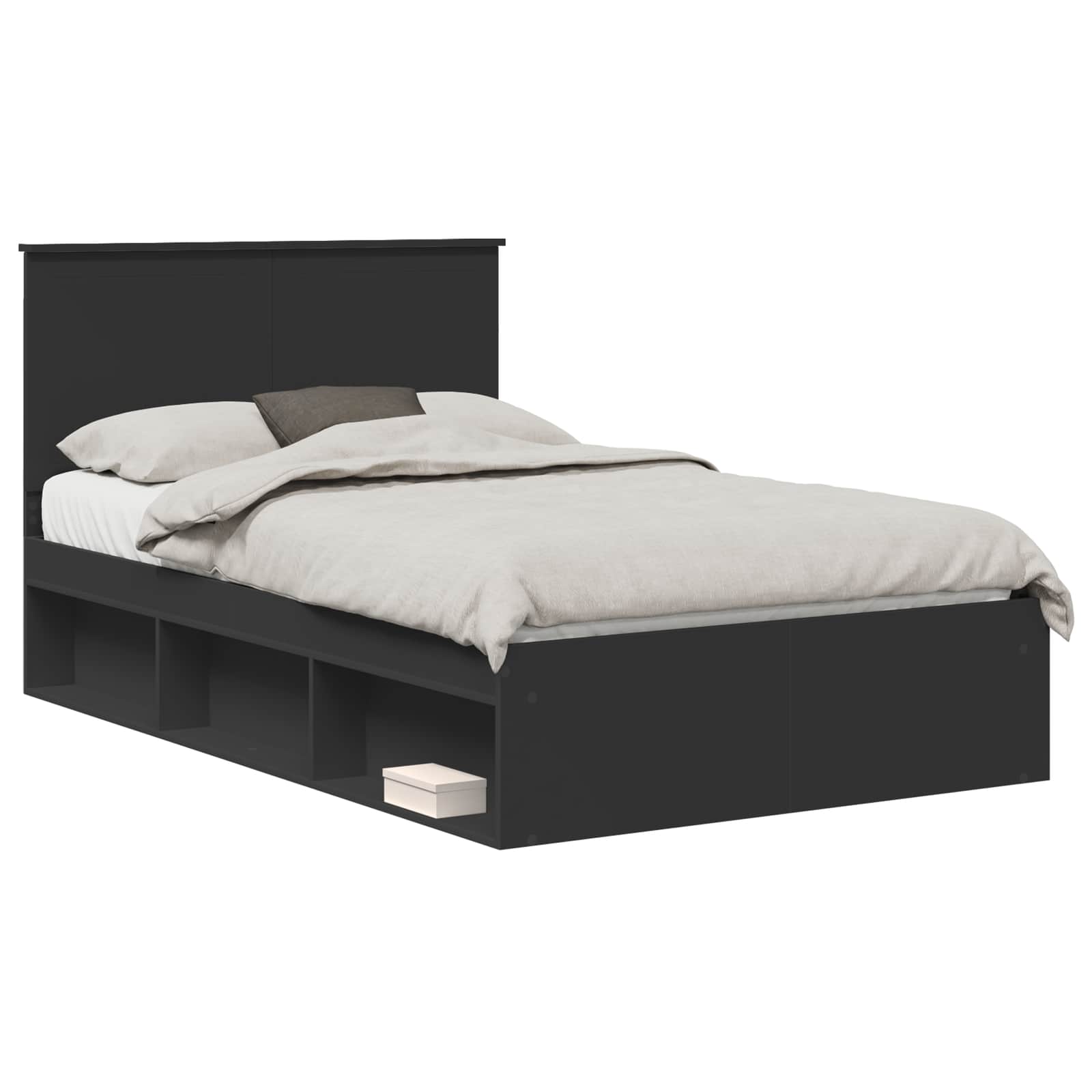 Bedframe met hoofdeinde Zwart 120 x 190 cm Massief grenenhout is nu te koop bij PeponiXL, paradijselijk wonen!