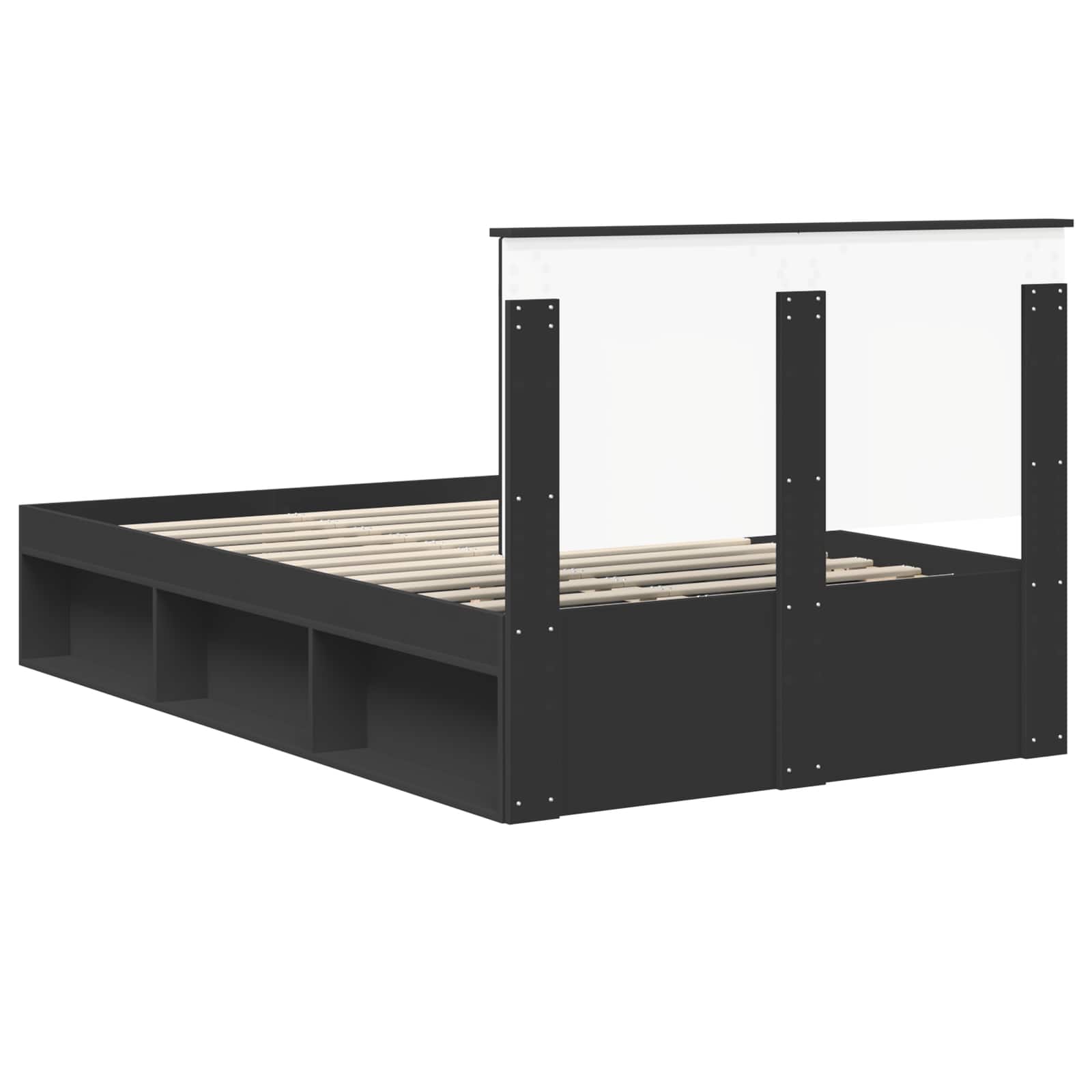 Bedframe met hoofdeinde Zwart 120 x 190 cm Massief grenenhout is nu te koop bij PeponiXL, paradijselijk wonen!