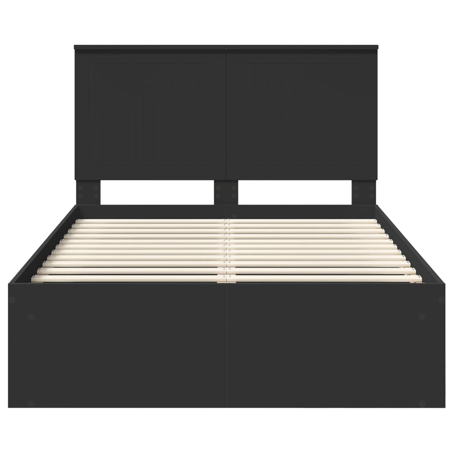 Bedframe met hoofdeinde Zwart 120 x 190 cm Massief grenenhout is nu te koop bij PeponiXL, paradijselijk wonen!