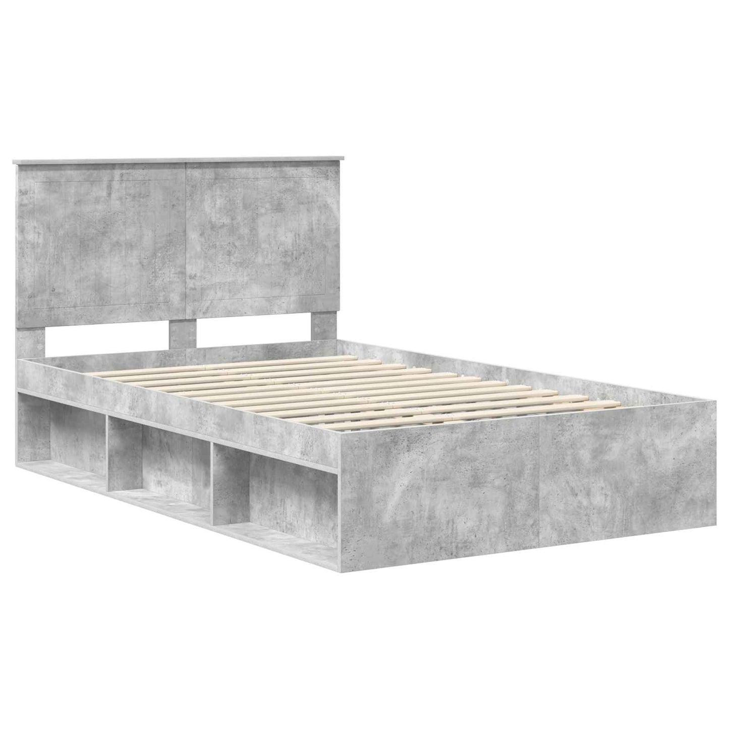 Bedframe met hoofdeinde Beton 120 x 190 cm Massief grenenhout is nu te koop bij PeponiXL, paradijselijk wonen!