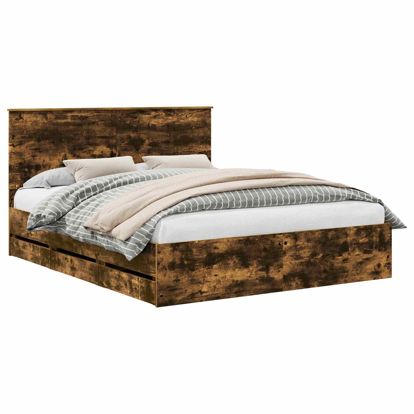 Bedframe Gerookt eiken 120 x 190 cm Massief grenenhout is nu te koop bij PeponiXL, paradijselijk wonen!