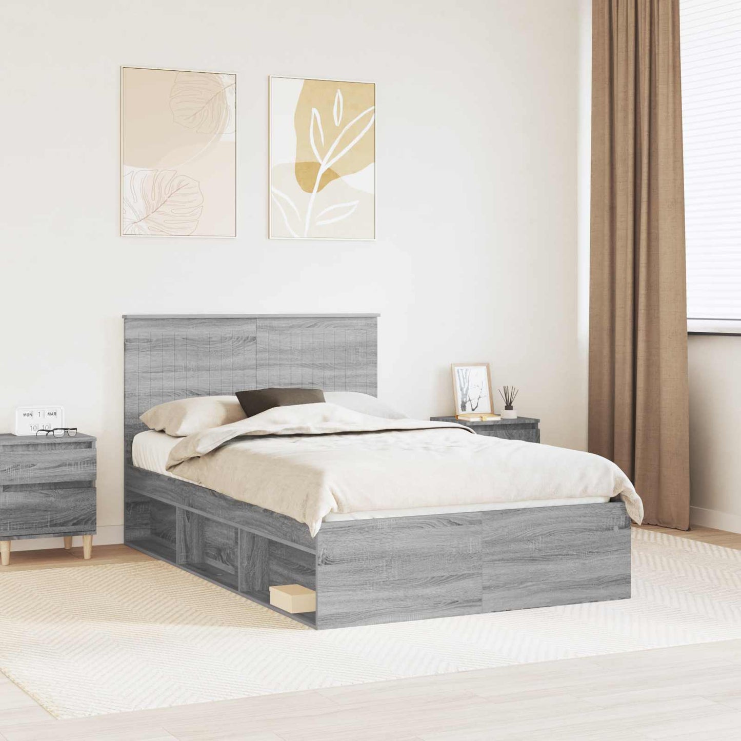 Bedframe Grijs Sonoma 120 x 190 cm Massief grenenhout is nu te koop bij PeponiXL, paradijselijk wonen!
