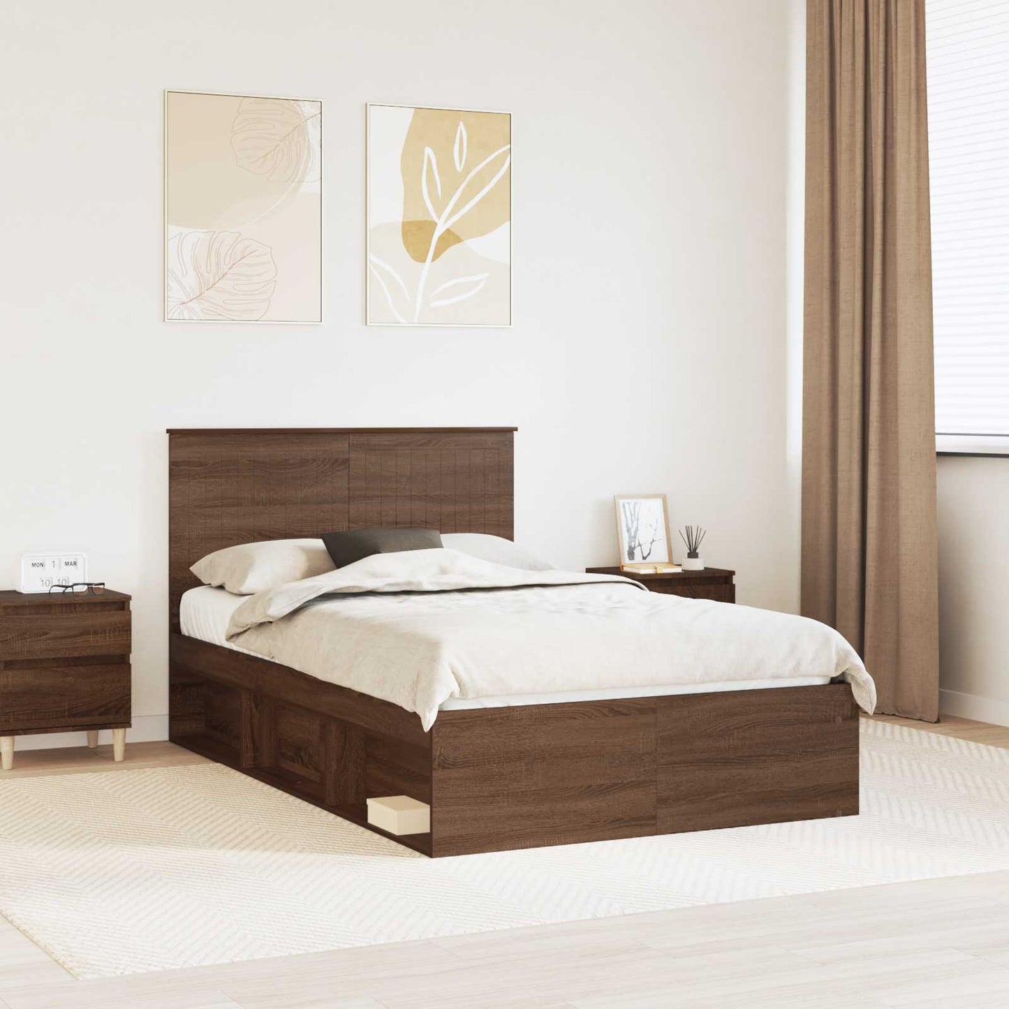 Bedframe Bruin Eiken 120 x 190 cm Massief grenenhout is nu te koop bij PeponiXL, paradijselijk wonen!