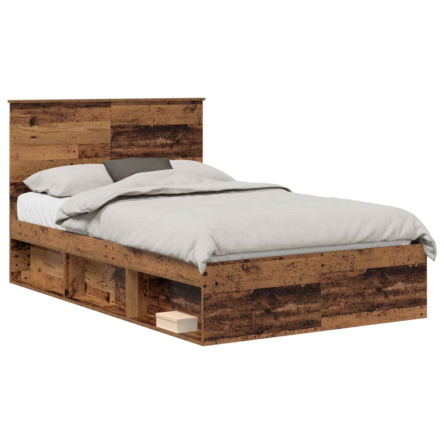 Bedframe met hoofdeinde Oudhout 120 x 190 cm Massief grenenhout is nu te koop bij PeponiXL, paradijselijk wonen!