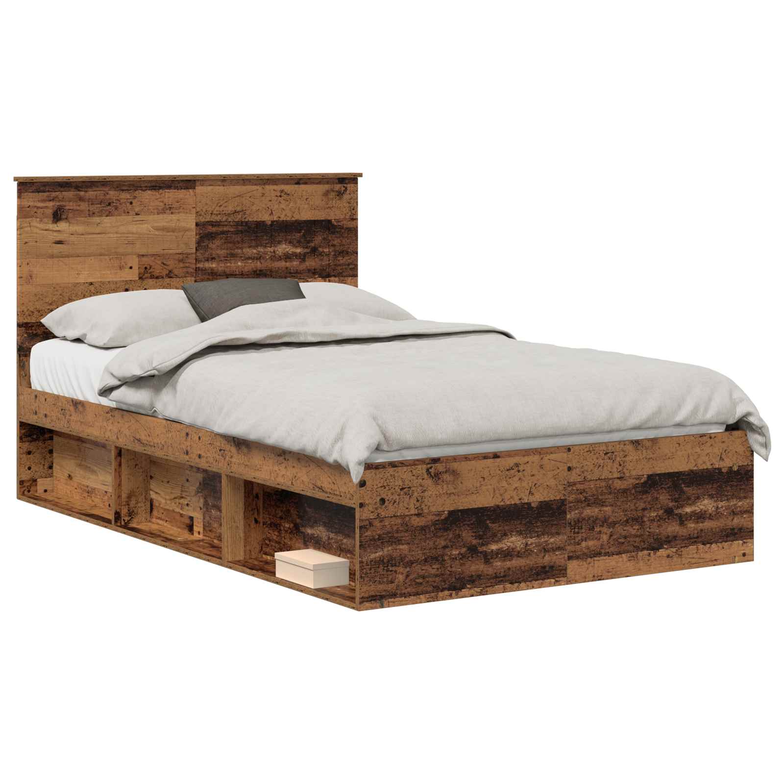 Bedframe met hoofdeinde Oudhout 120 x 190 cm Massief grenenhout is nu te koop bij PeponiXL, paradijselijk wonen!
