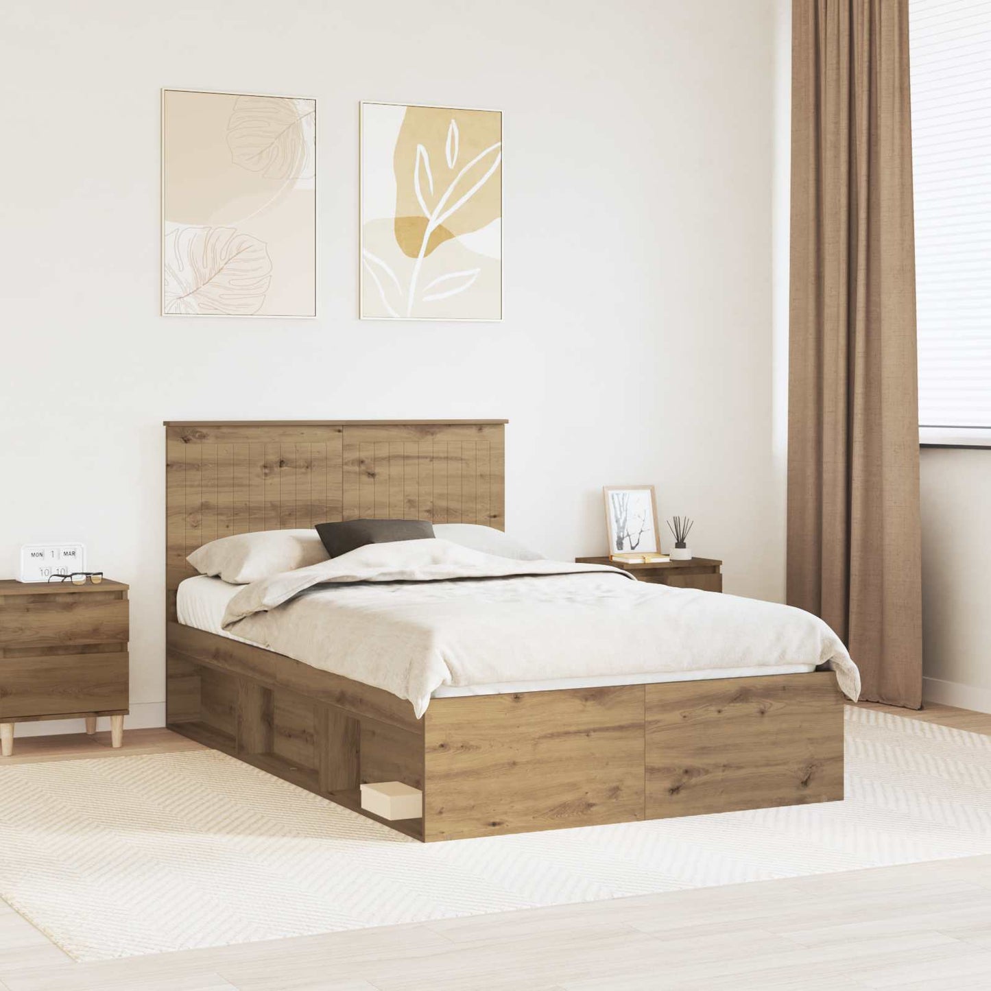 Bedframe Ambachtelijk eiken 120 x 190 cm Massief grenenhout is nu te koop bij PeponiXL, paradijselijk wonen!