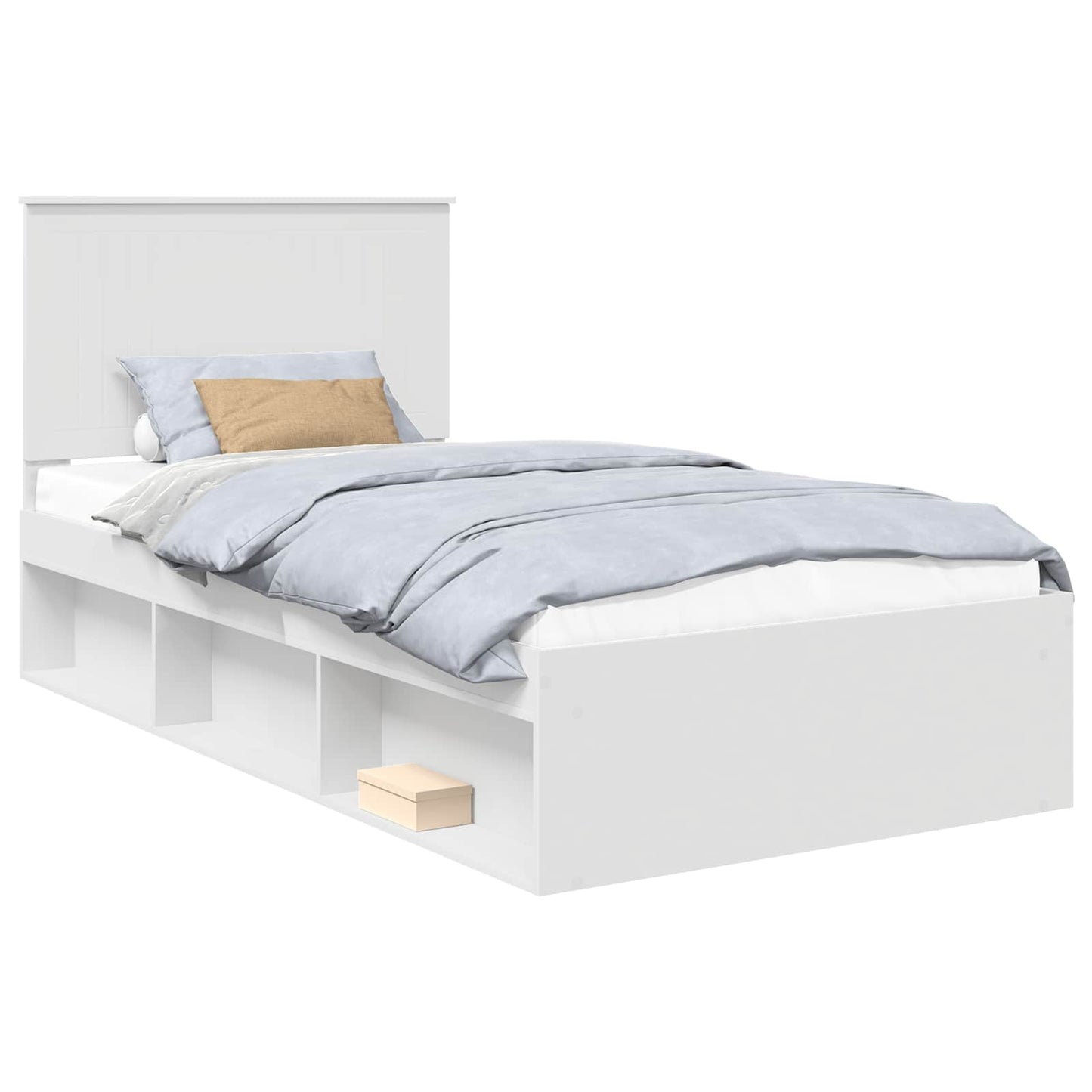 Bedframe met hoofdeinde Wit 100 x 200 cm Massief grenenhout is nu te koop bij PeponiXL, paradijselijk wonen!