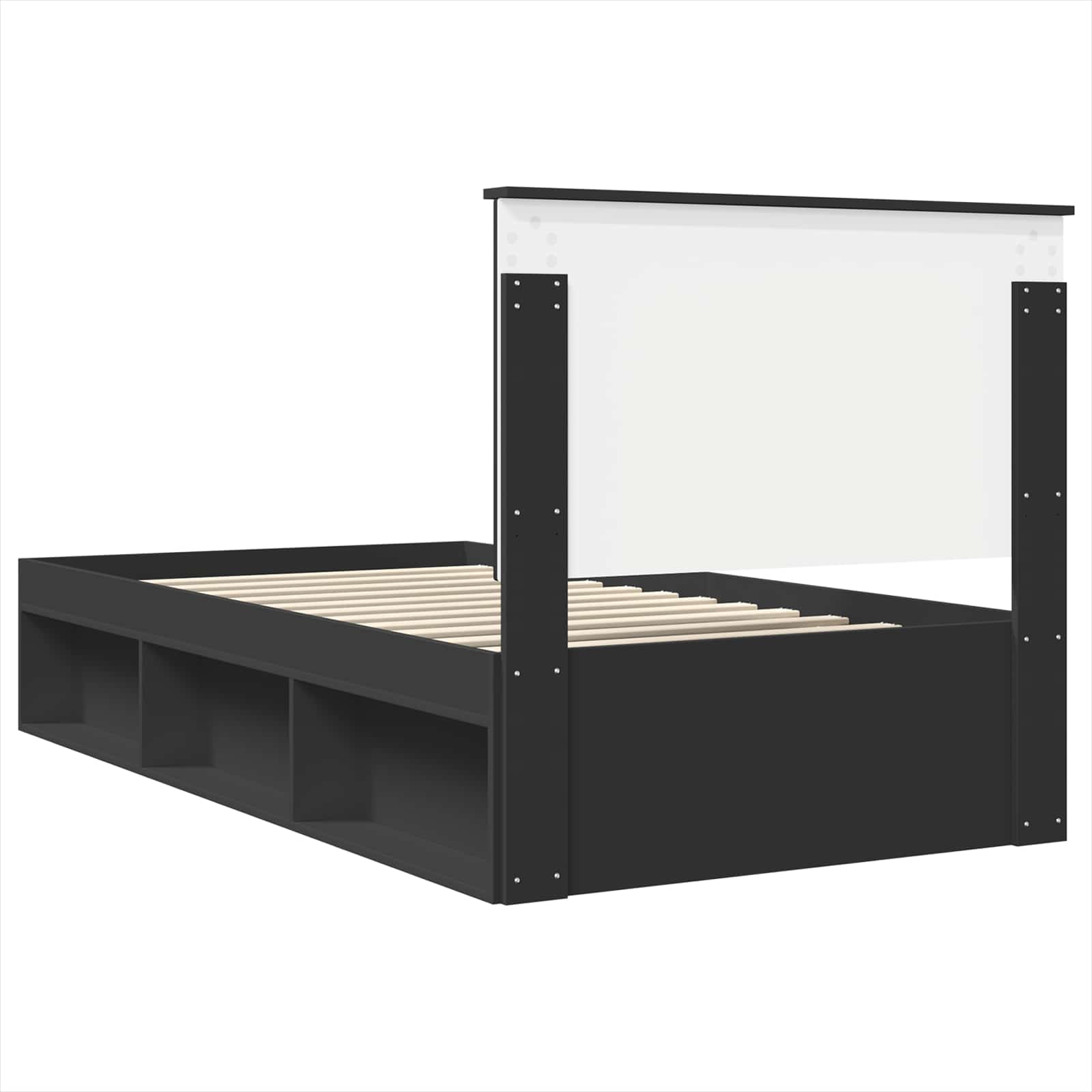 Bedframe met hoofdeinde Zwart 100 x 200 cm Massief grenenhout is nu te koop bij PeponiXL, paradijselijk wonen!