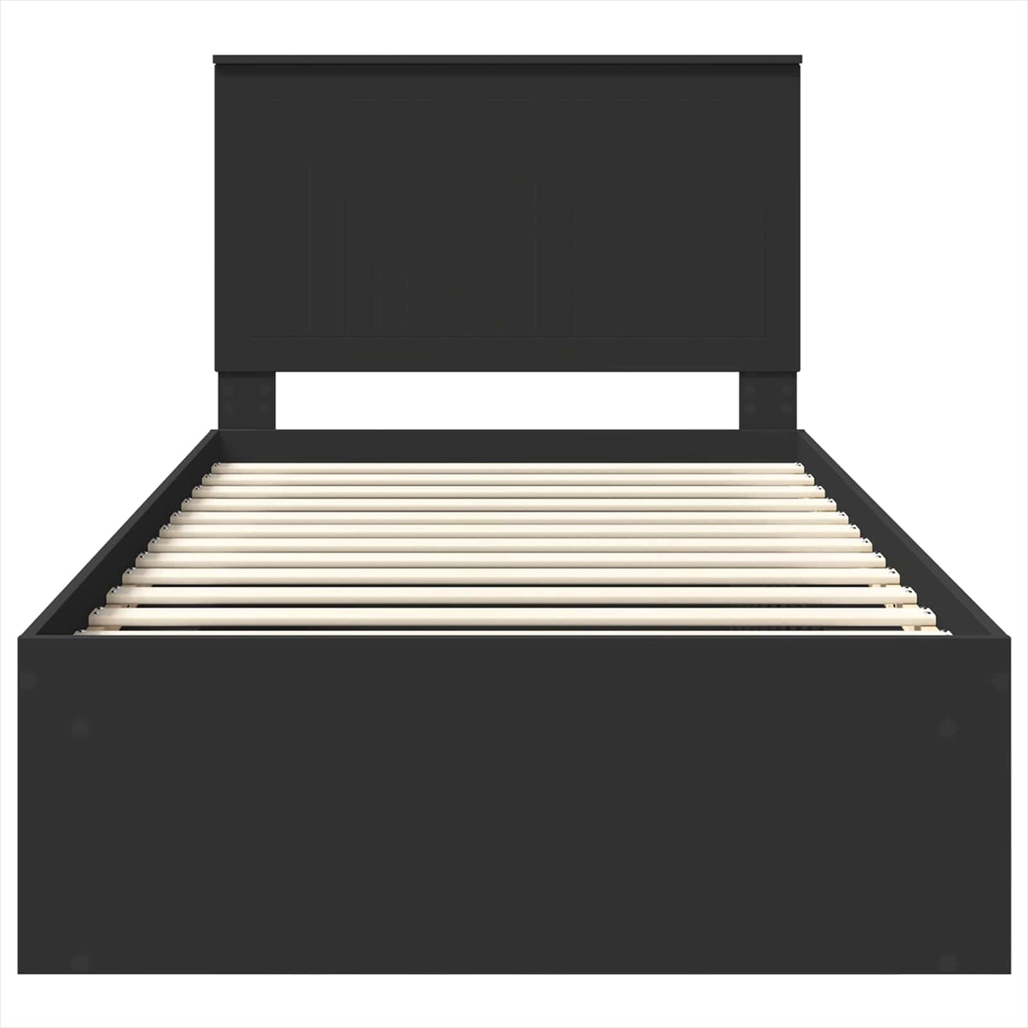 Bedframe met hoofdeinde Zwart 100 x 200 cm Massief grenenhout is nu te koop bij PeponiXL, paradijselijk wonen!