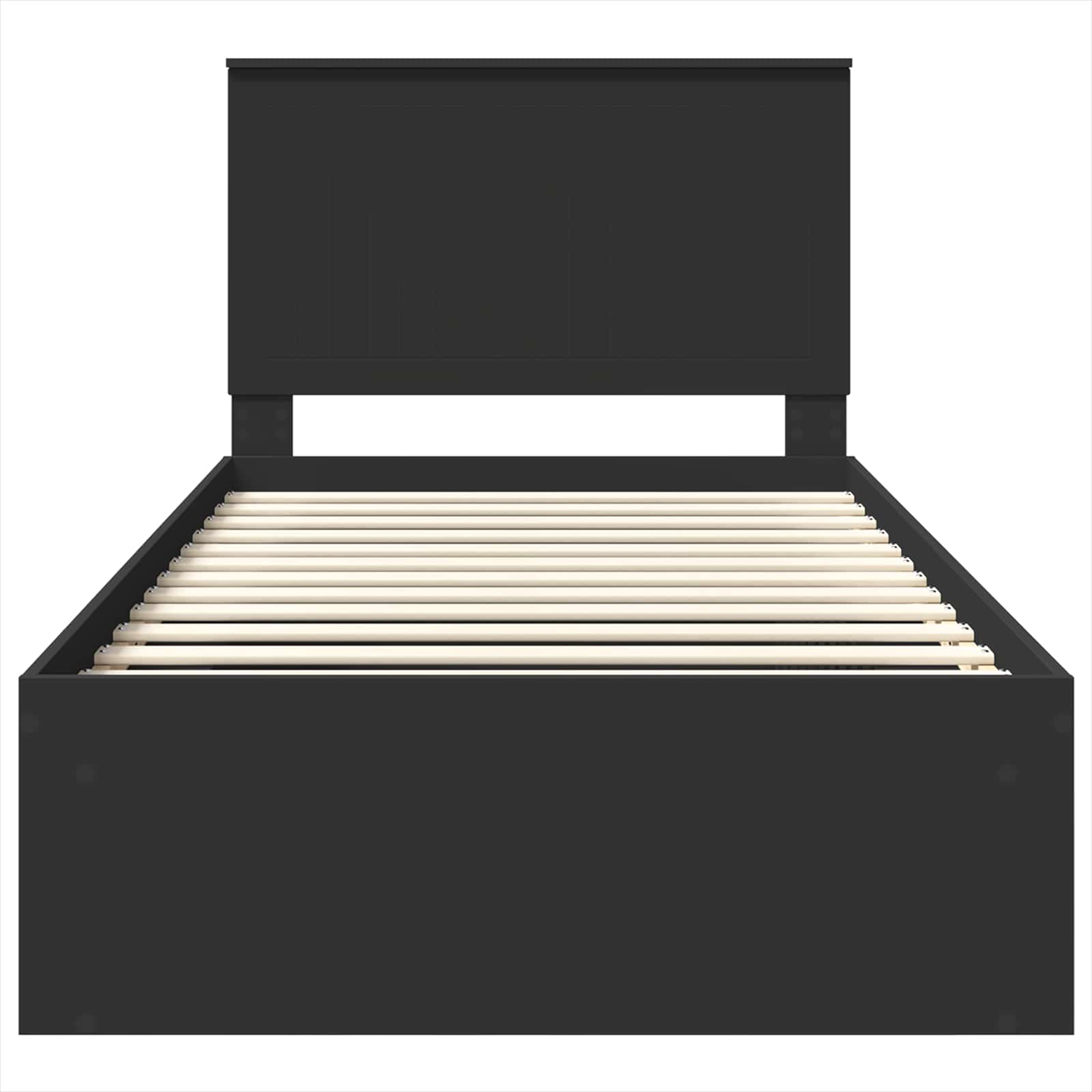 Bedframe met hoofdeinde Zwart 100 x 200 cm Massief grenenhout is nu te koop bij PeponiXL, paradijselijk wonen!