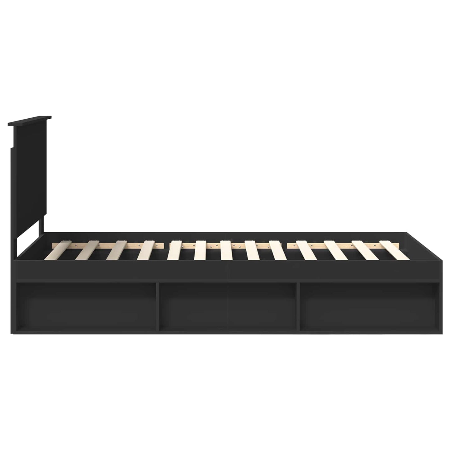 Bedframe met hoofdeinde Zwart 100 x 200 cm Massief grenenhout is nu te koop bij PeponiXL, paradijselijk wonen!