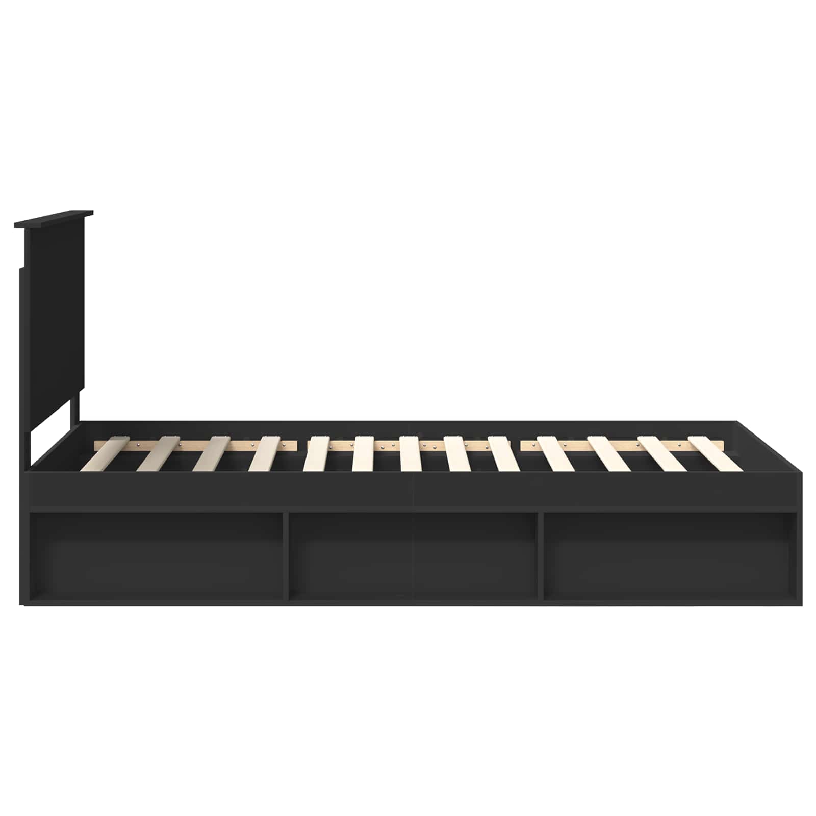 Bedframe met hoofdeinde Zwart 100 x 200 cm Massief grenenhout is nu te koop bij PeponiXL, paradijselijk wonen!